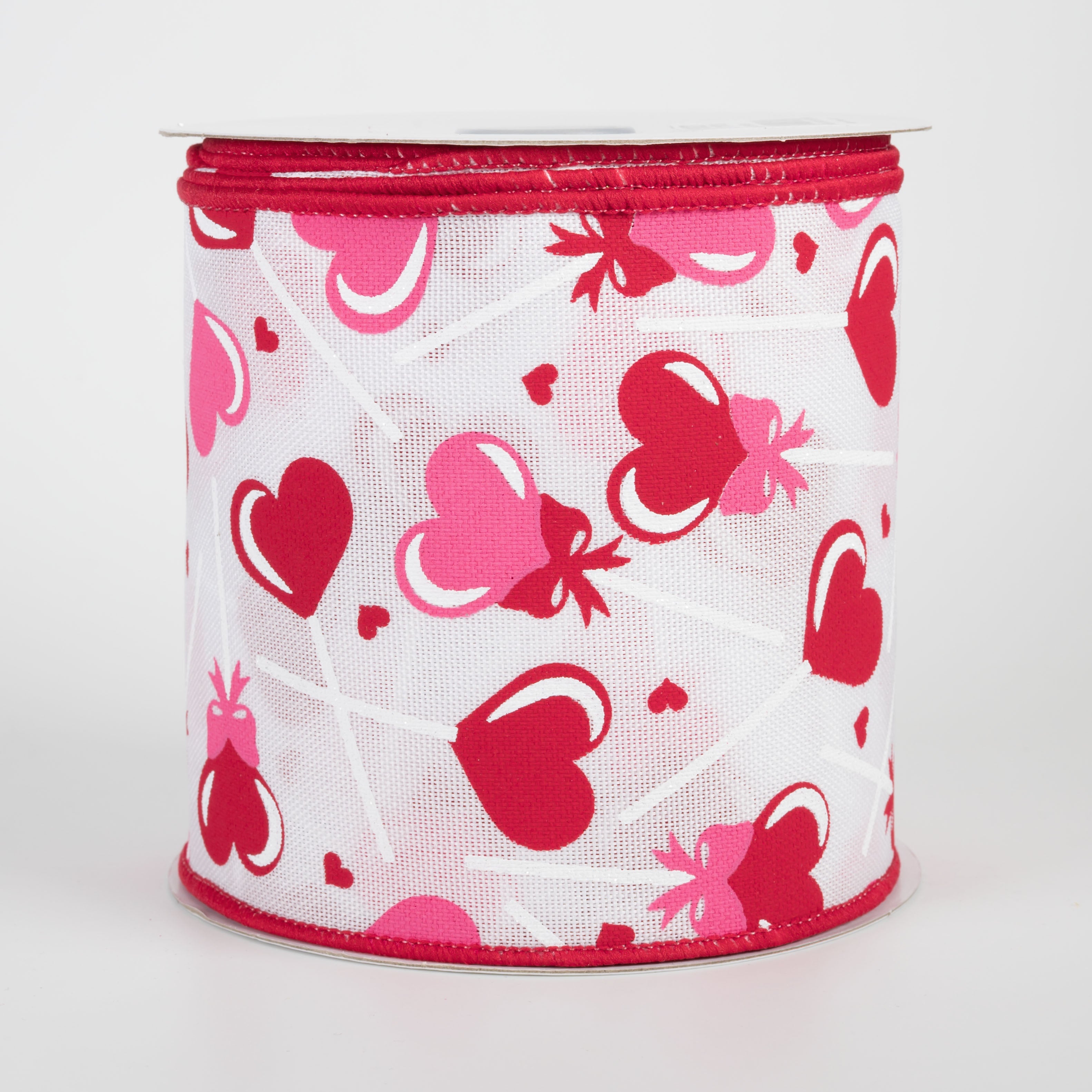 4" Heart Lollipops Candy Ribbon: Red & Pink (10 Yards)