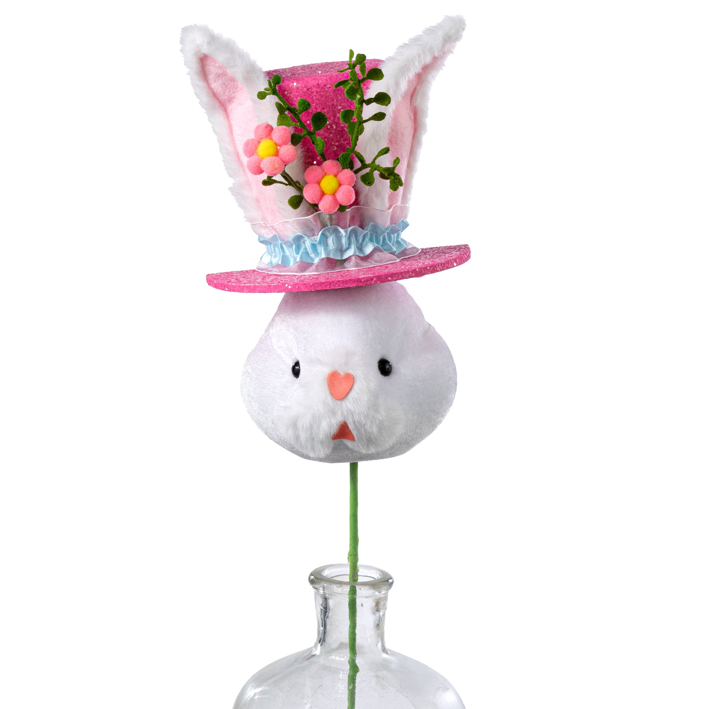 21" Bunny Top Hat Spray: Pink Flowers