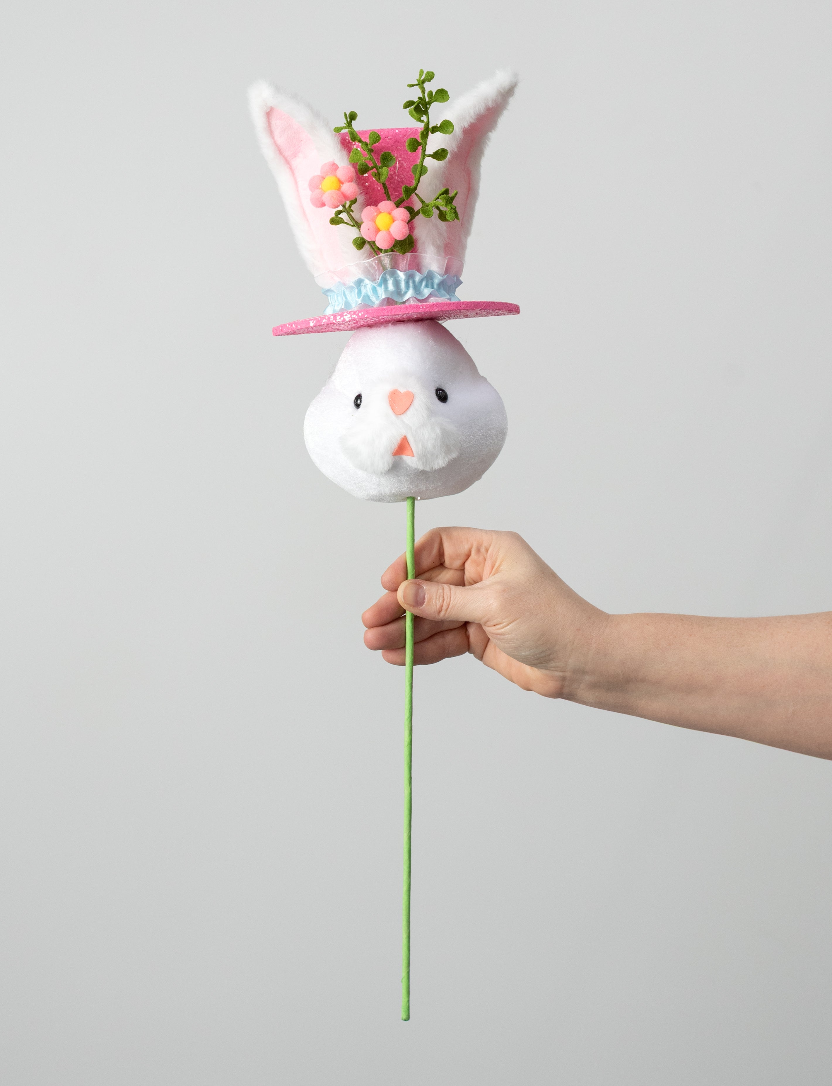 21" Bunny Top Hat Spray: Pink Flowers