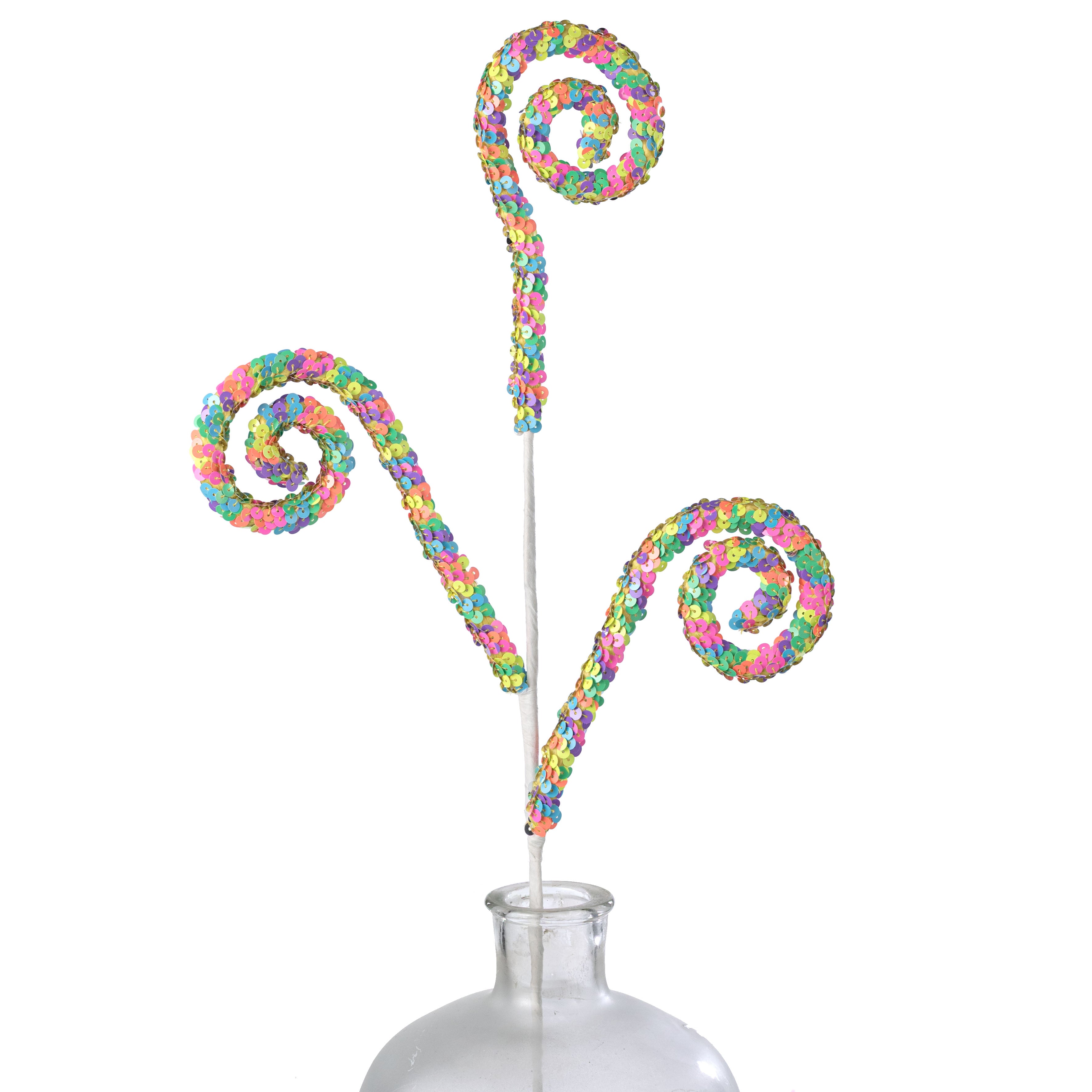 27" Sequin Coil Curls Spray: Pastel Rainbow