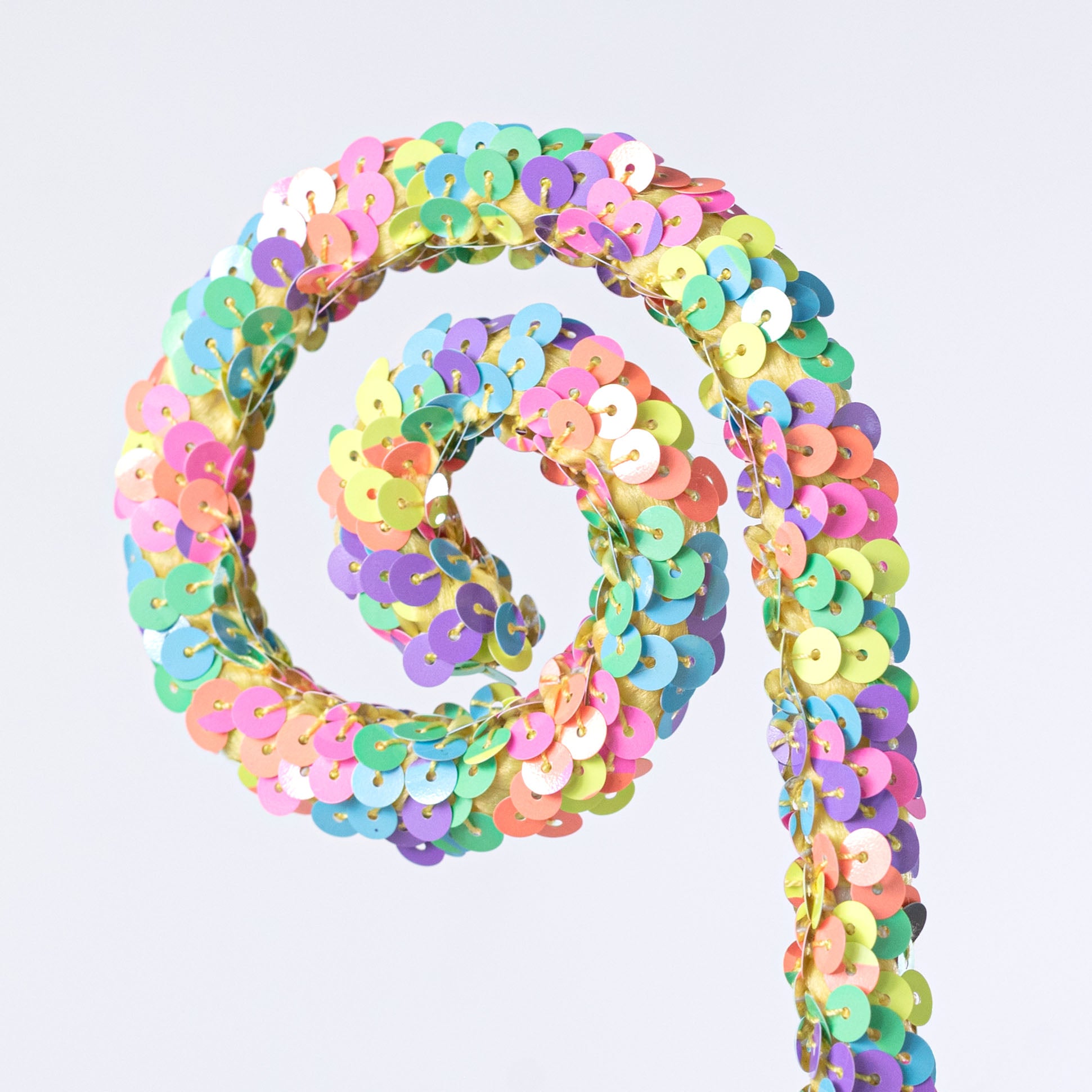 27" Sequin Coil Curls Spray: Pastel Rainbow