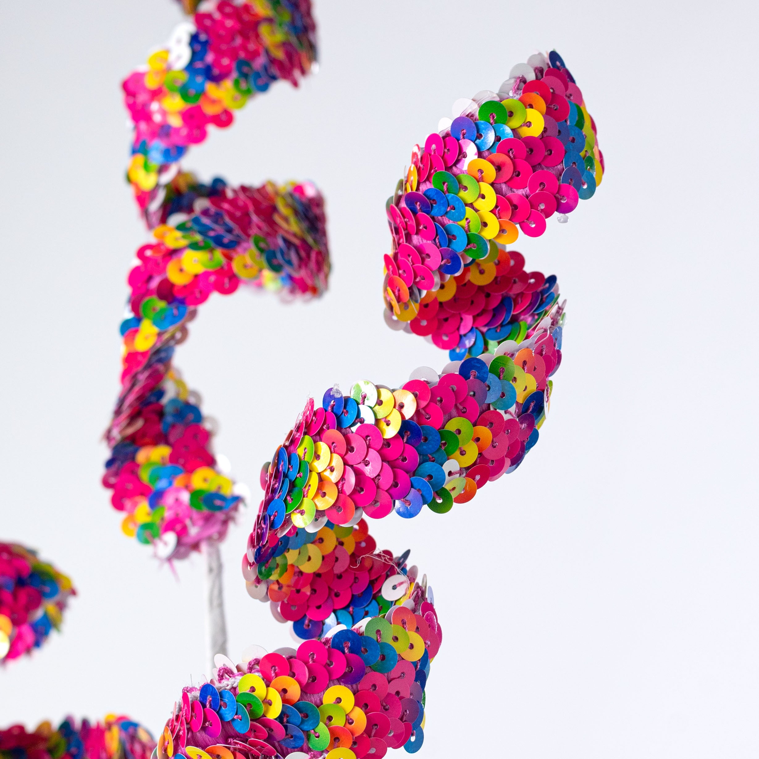 29" Sequin Ribbon Curls Spray: Bright Rainbow