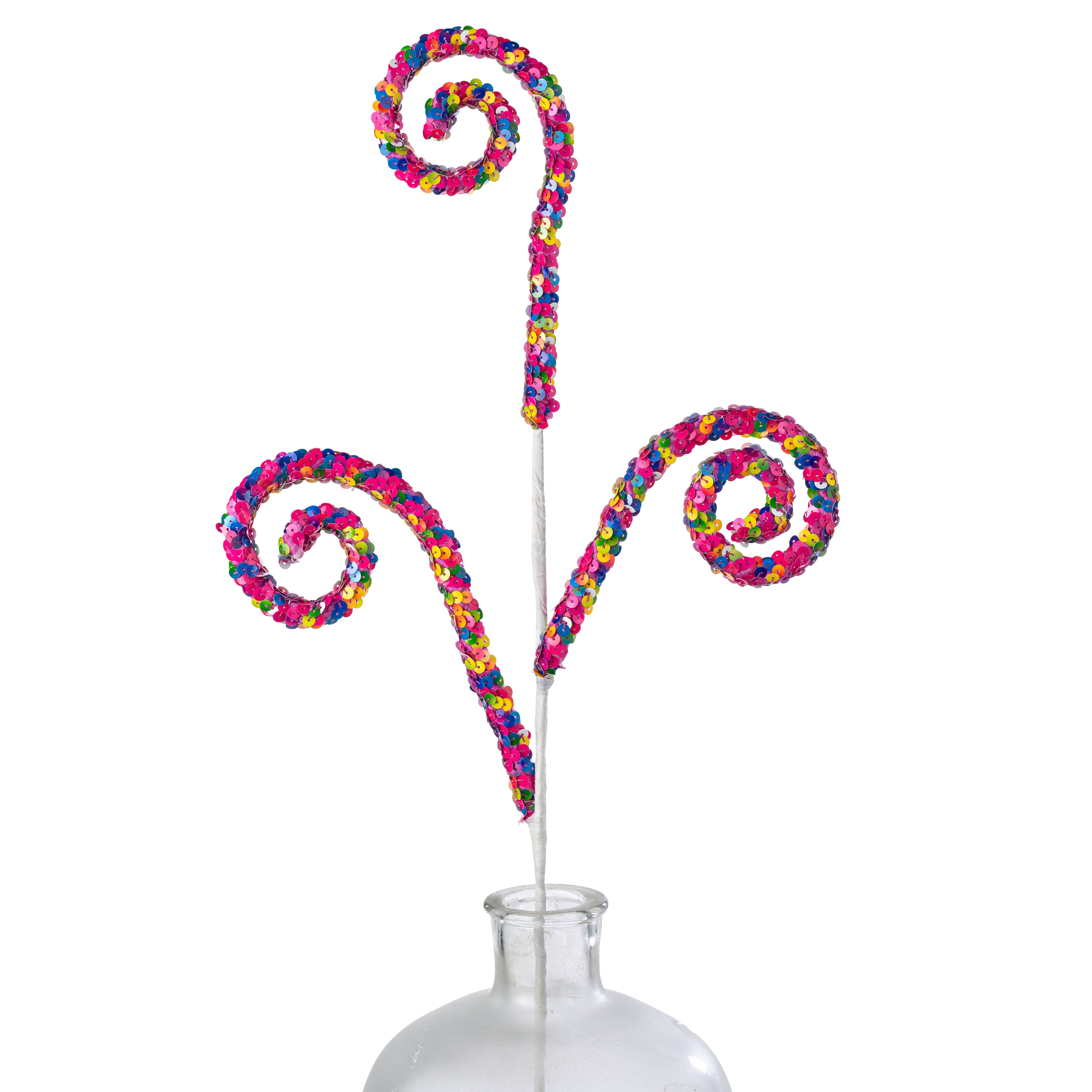 27" Sequin Coil Curls Spray: Bright Rainbow