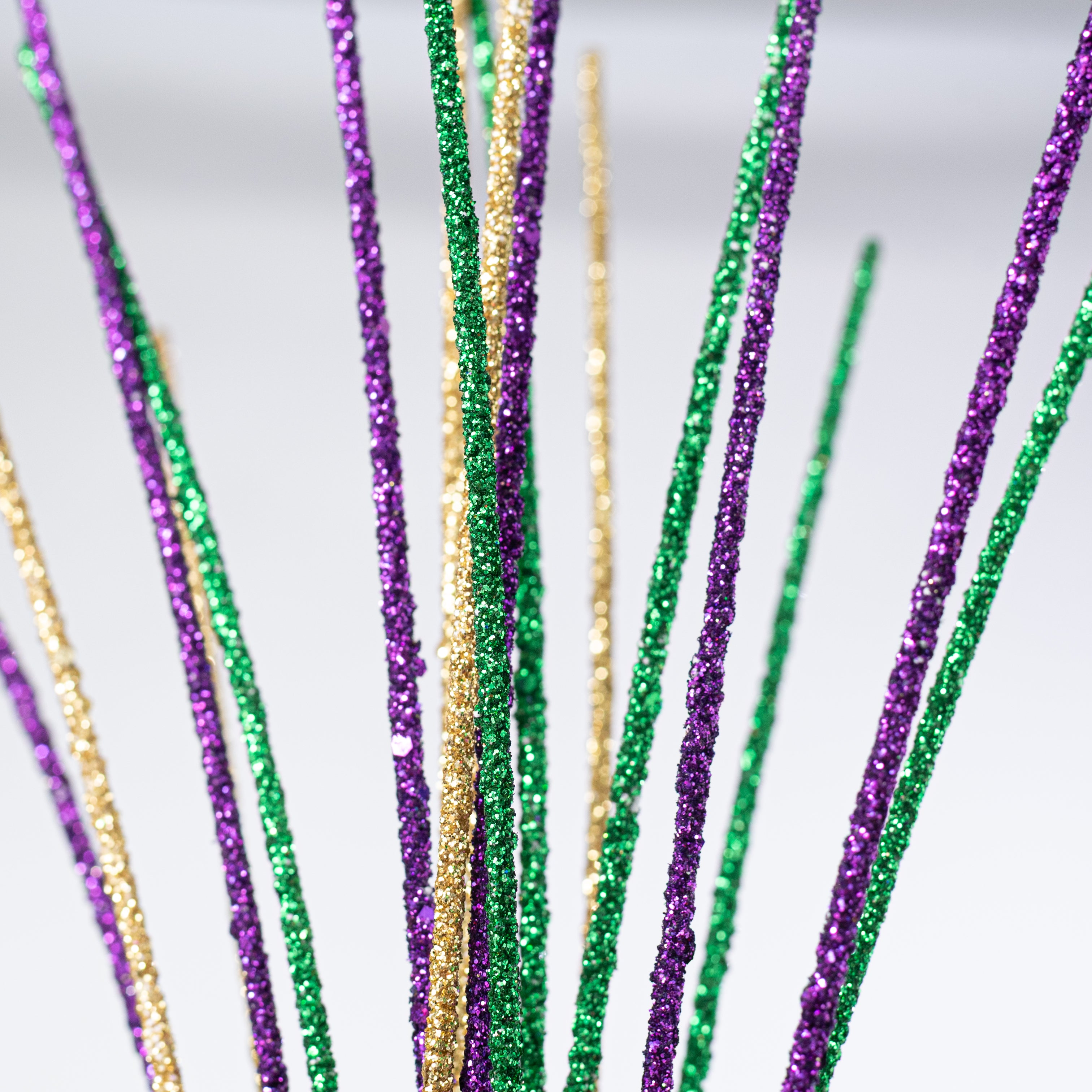 30" Mini Beaded Twig Spray: Mardi Gras