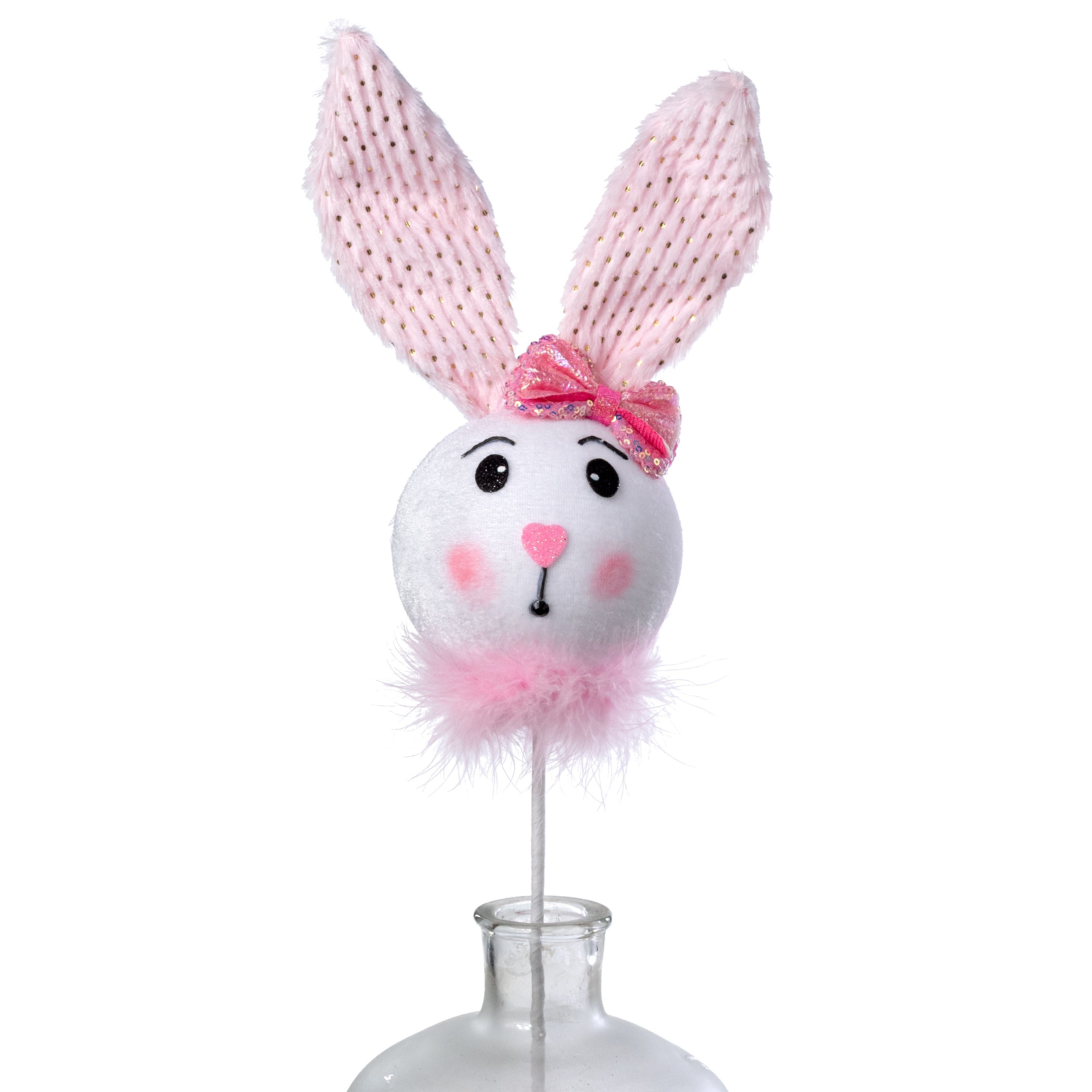 26" Bunny Head with Fur Spray: Pink