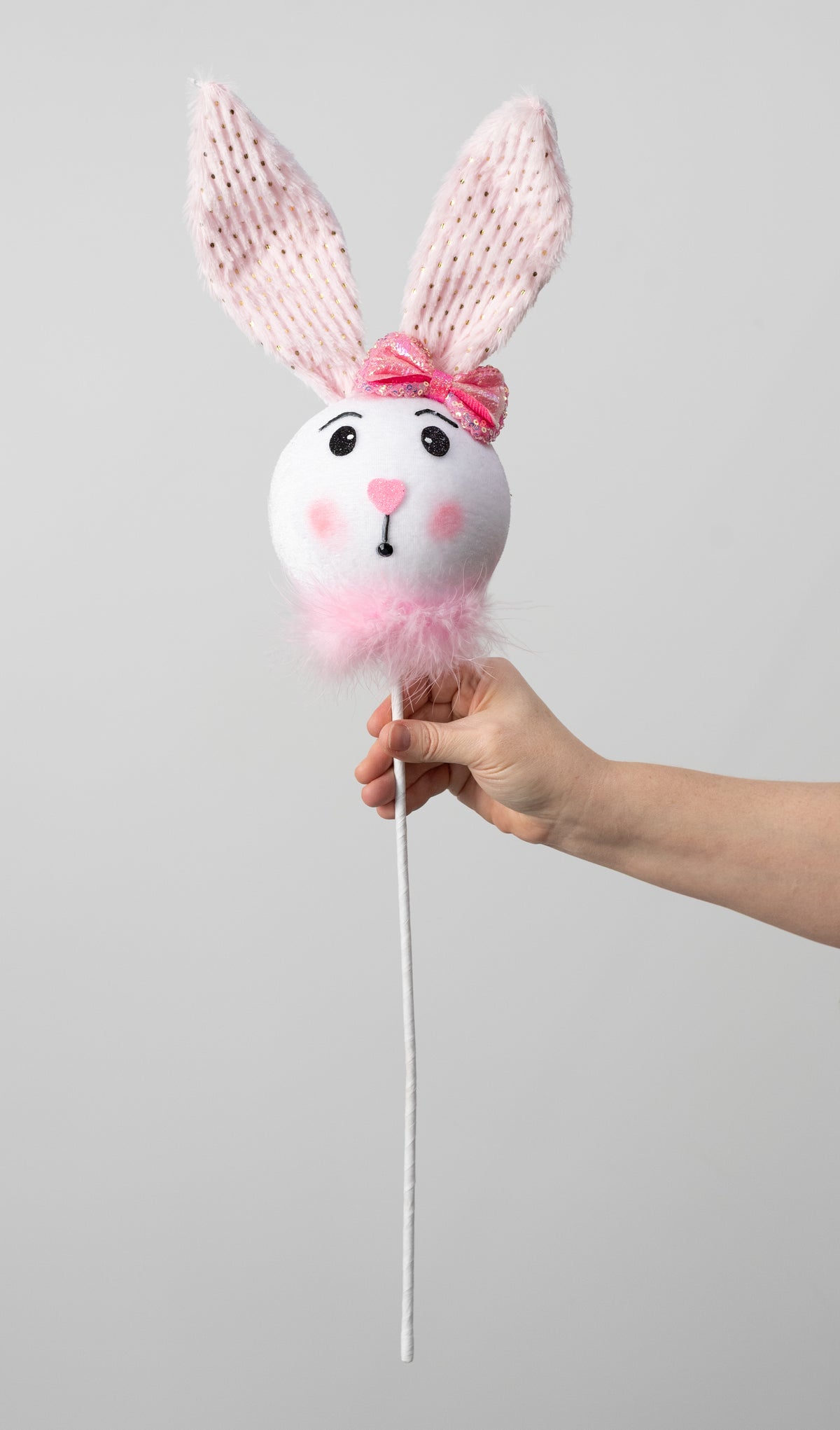 26" Bunny Head with Fur Spray: Pink