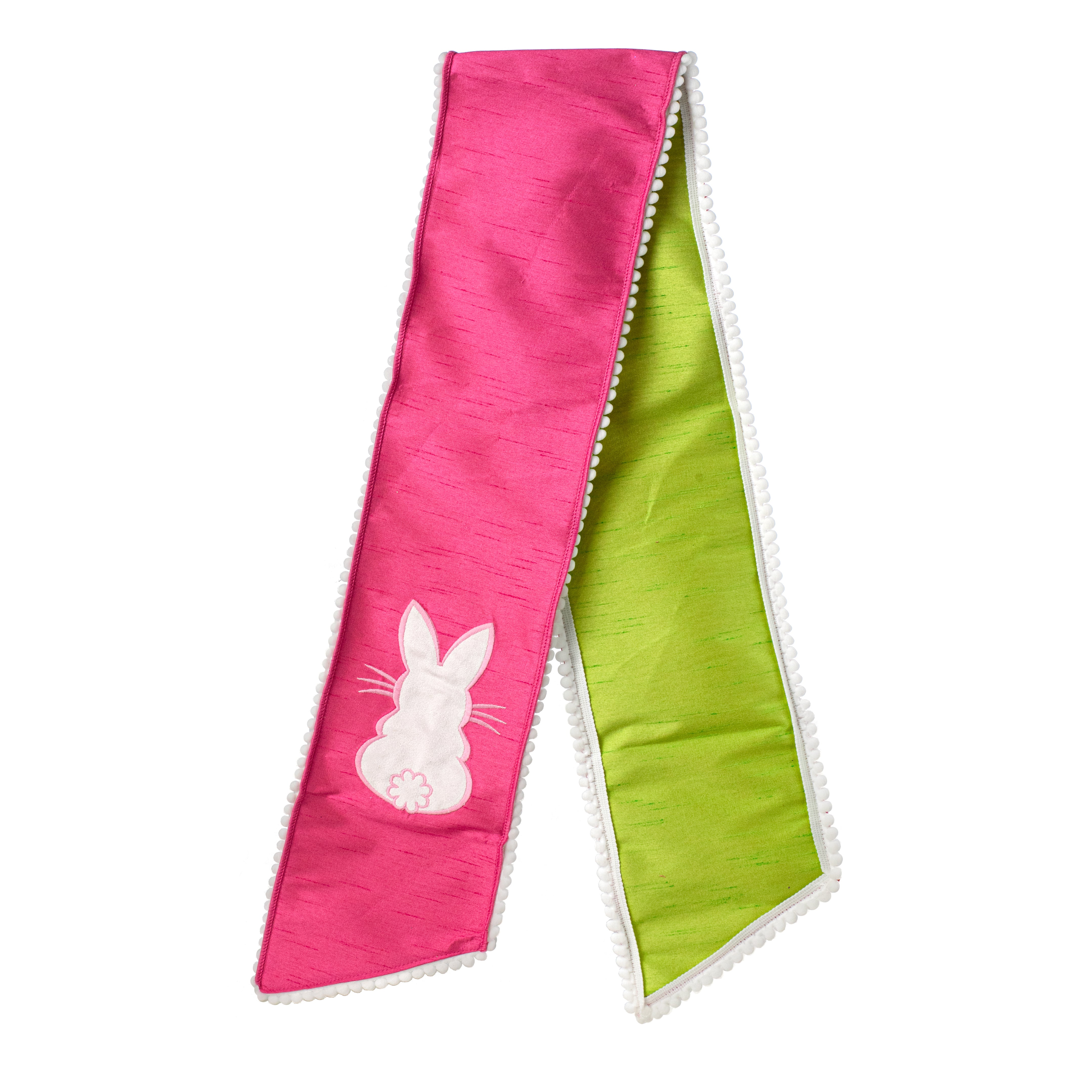 54" Wired Bunny Wreath Sash: Pink & Green