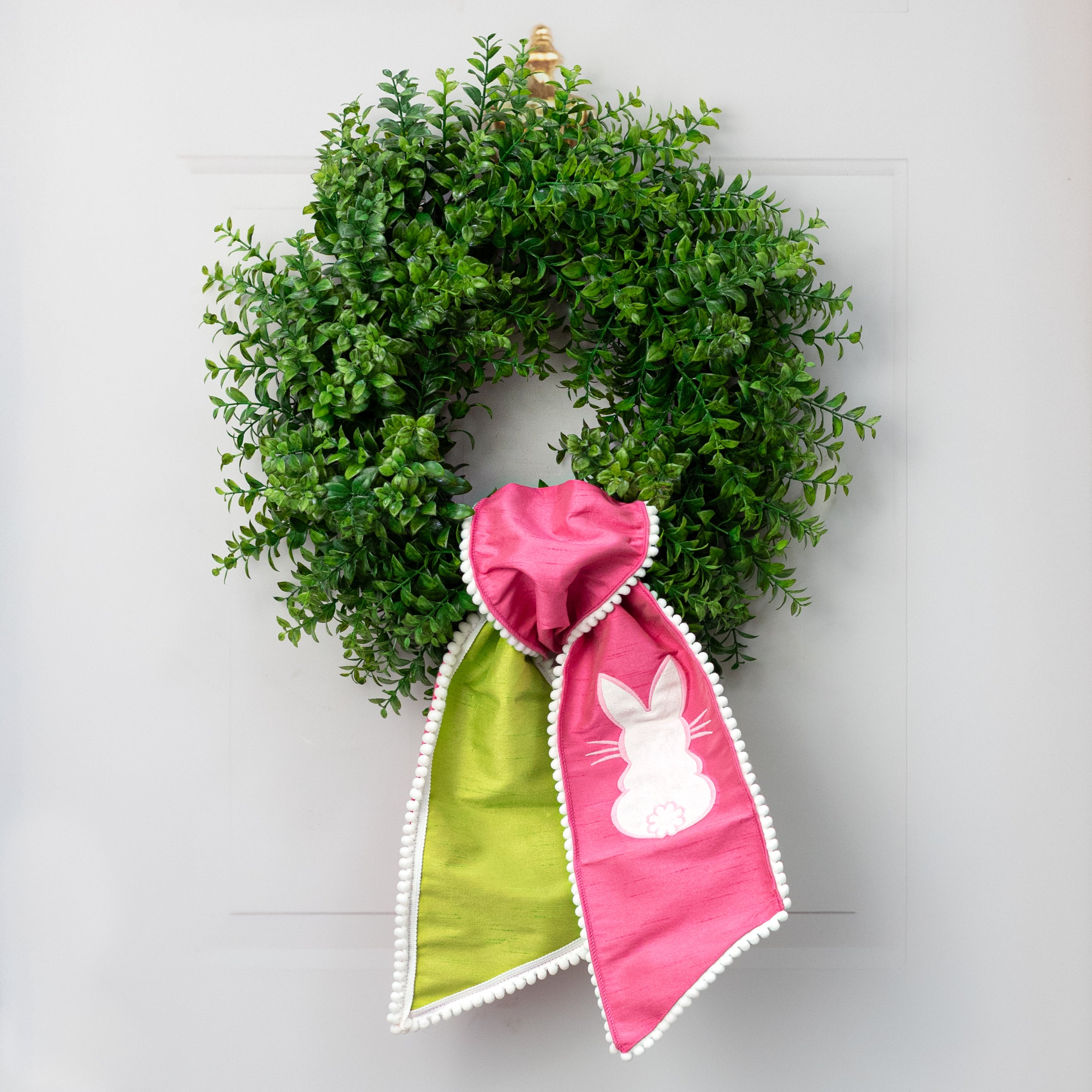 54" Wired Bunny Wreath Sash: Pink & Green