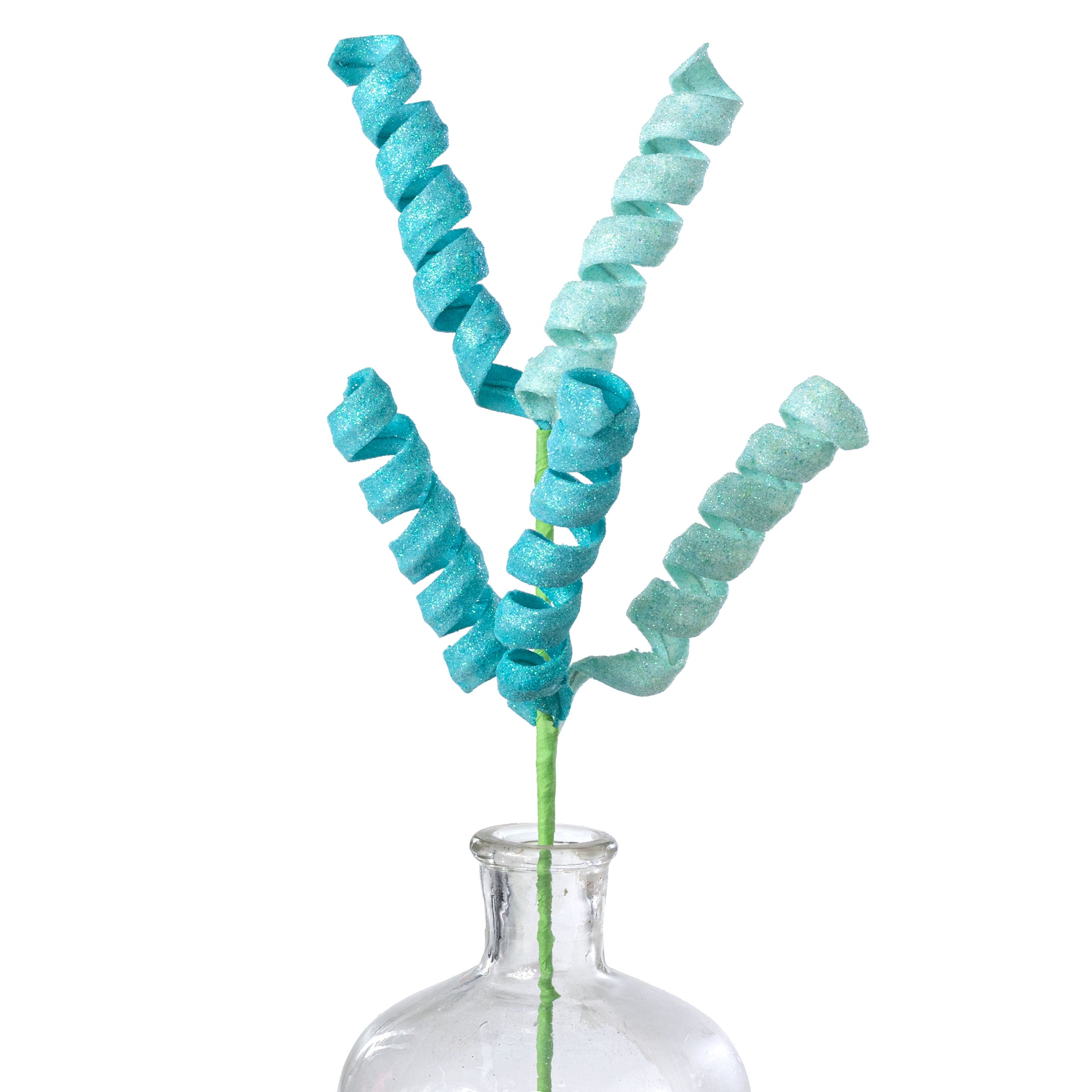16" Frizzy Curly Pick: Turquoise & Blue Mix