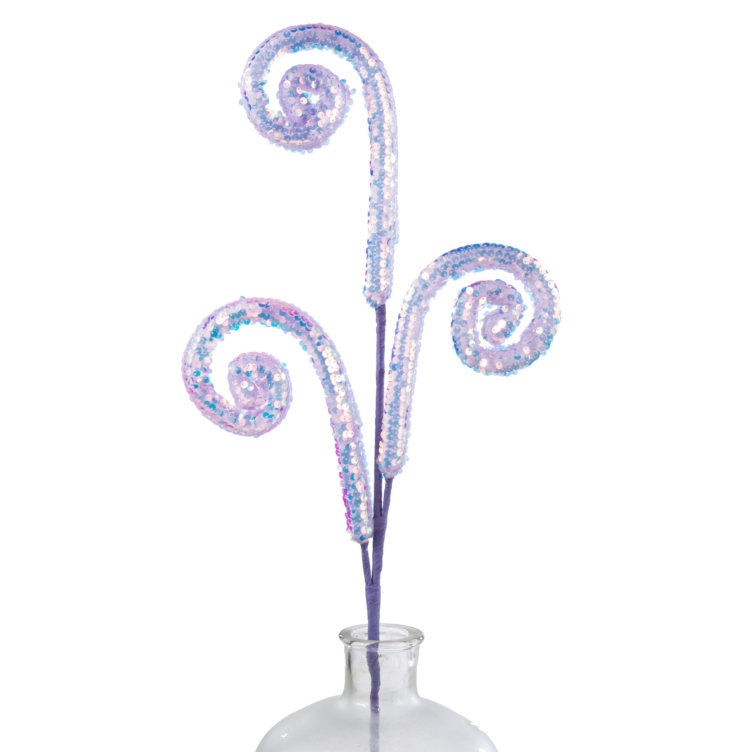 28" Bling Sequin Spiral Curly Spray: Iridescent Lavender