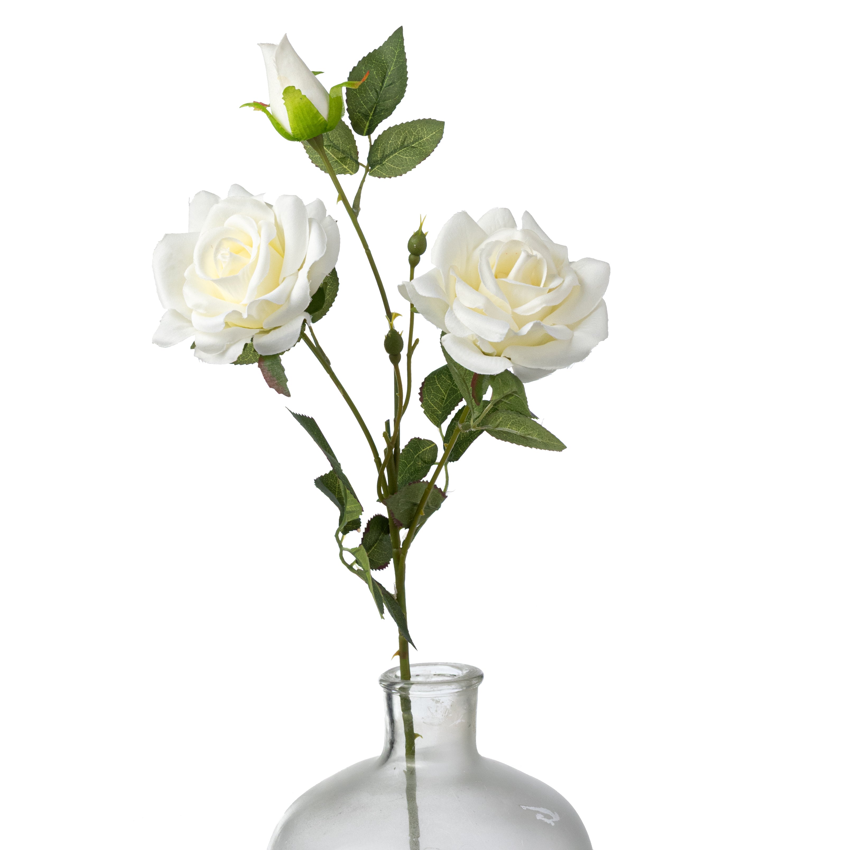 24" Luxe Velvet Roses Spray: White