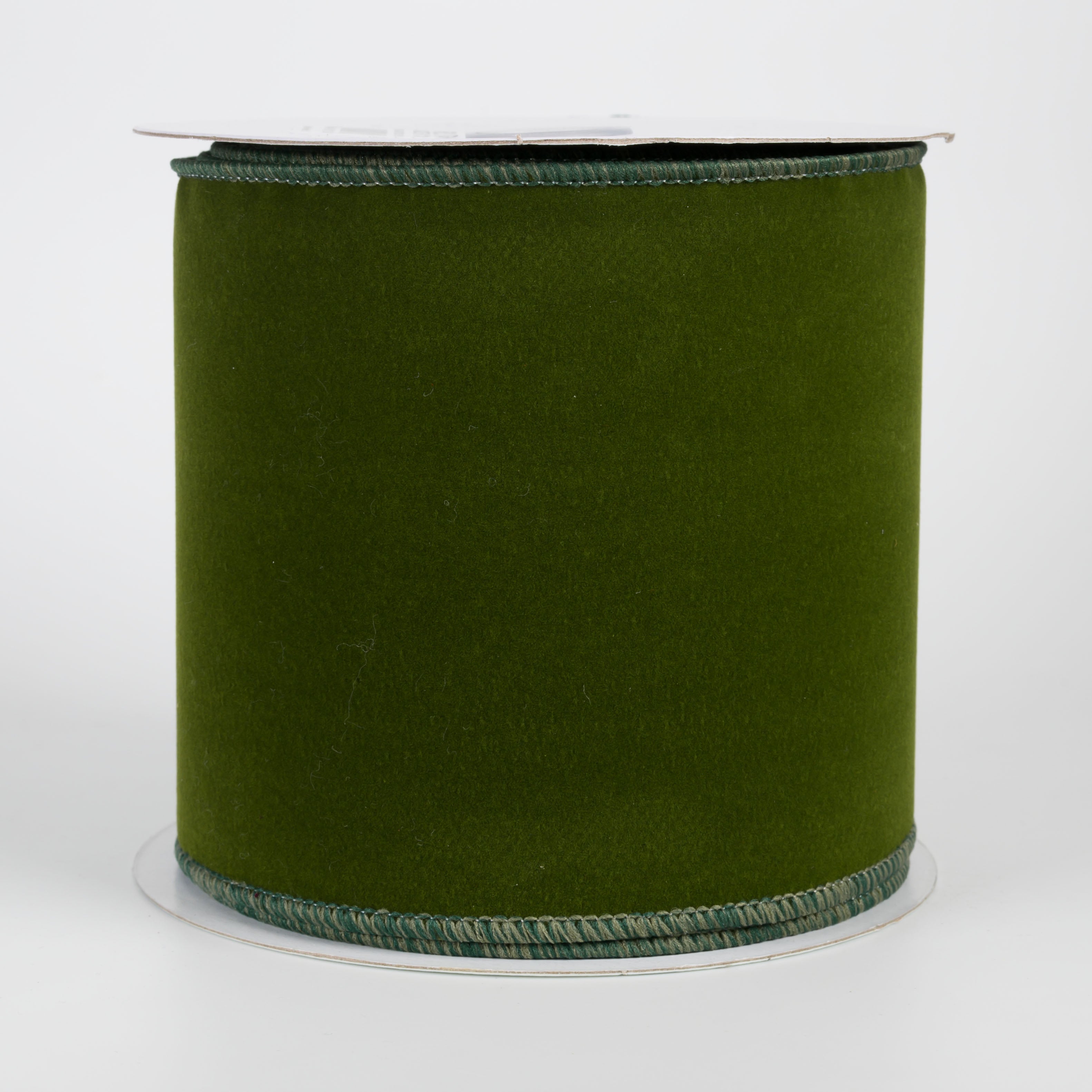 4" Wired Velvet Ribbon: Dark Moss Green (10 Yards)