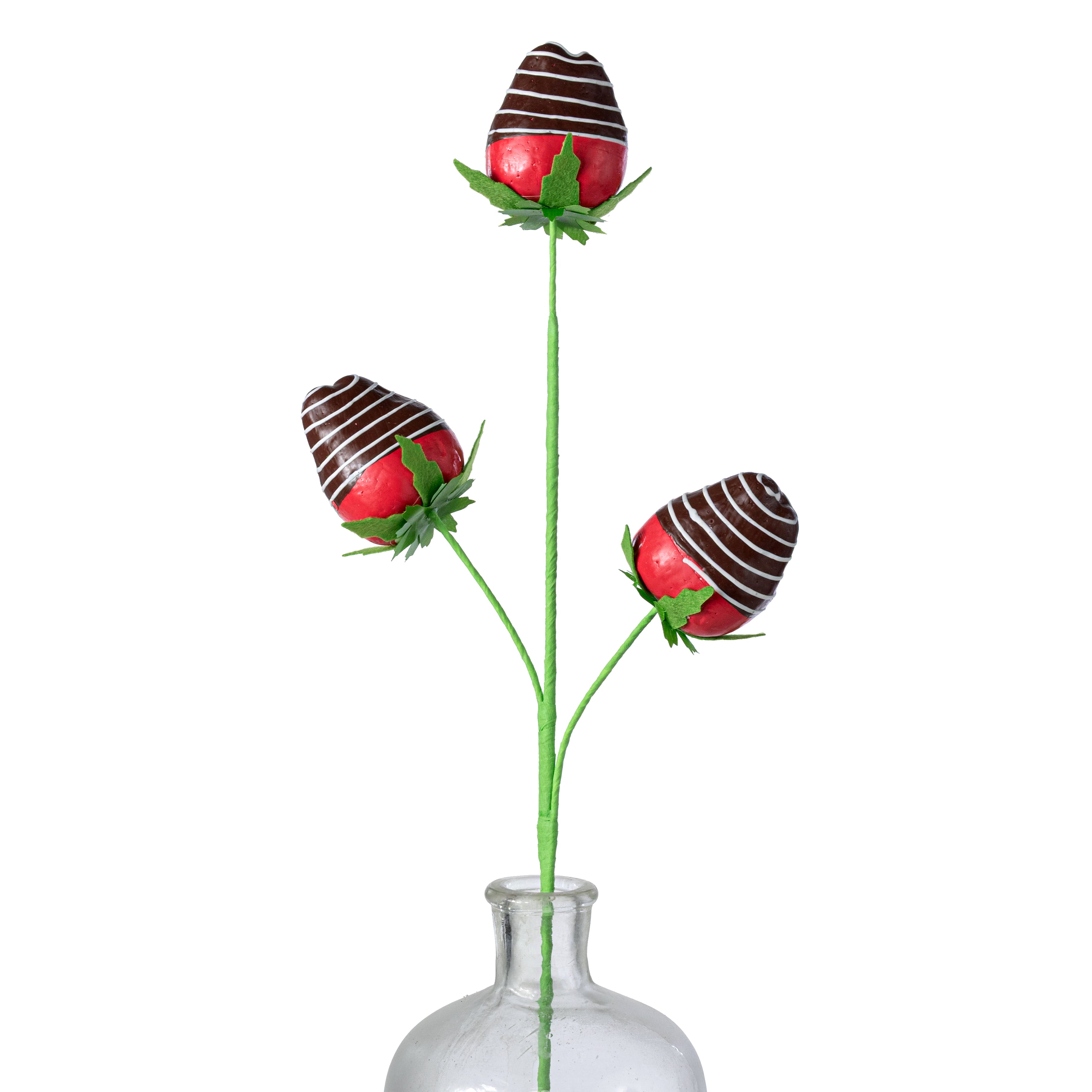 22" Dipped Pink Strawberries Pick: Dark Chocolate
