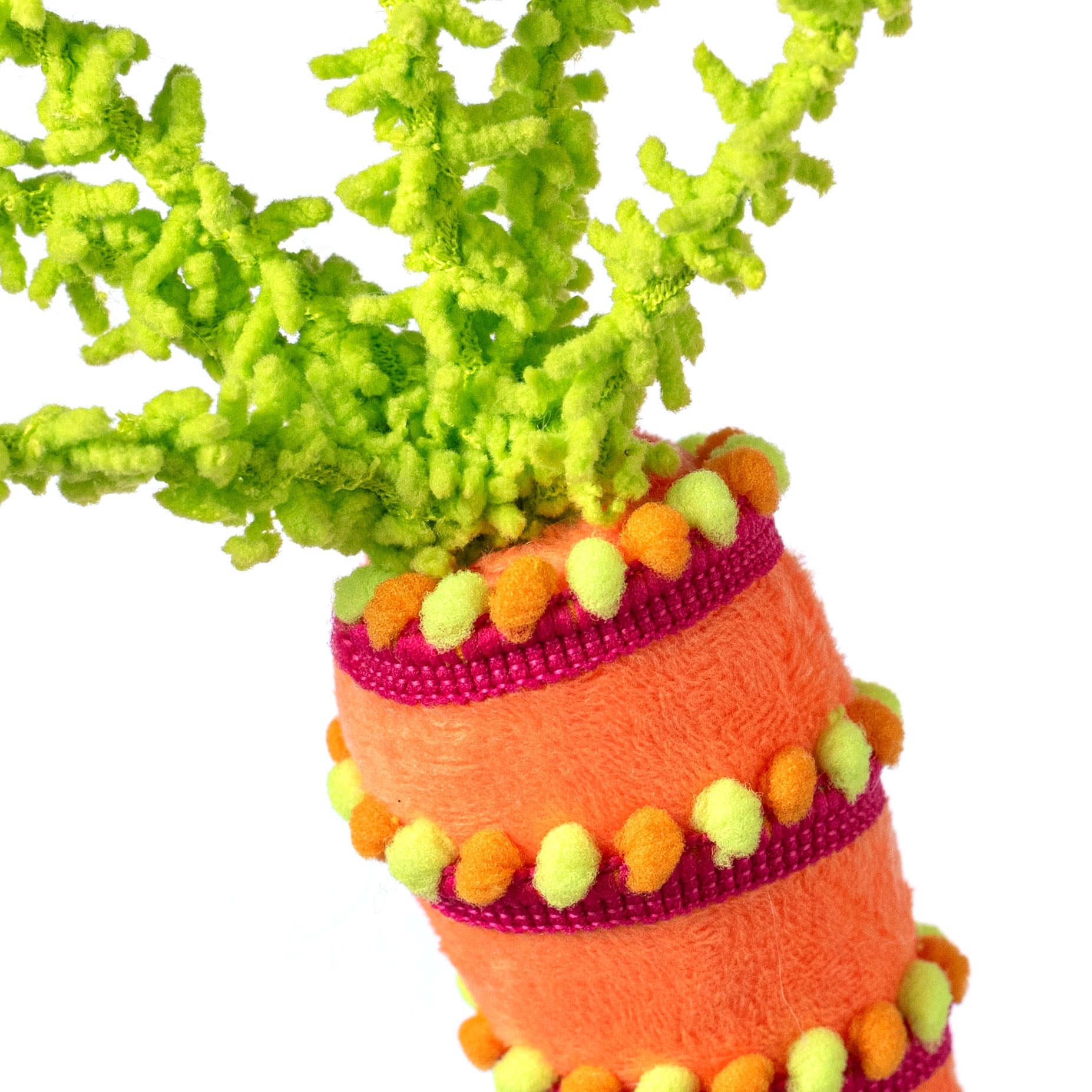 28" Pom Pom Stripe Carrots Spray: Orange & Fuchsia