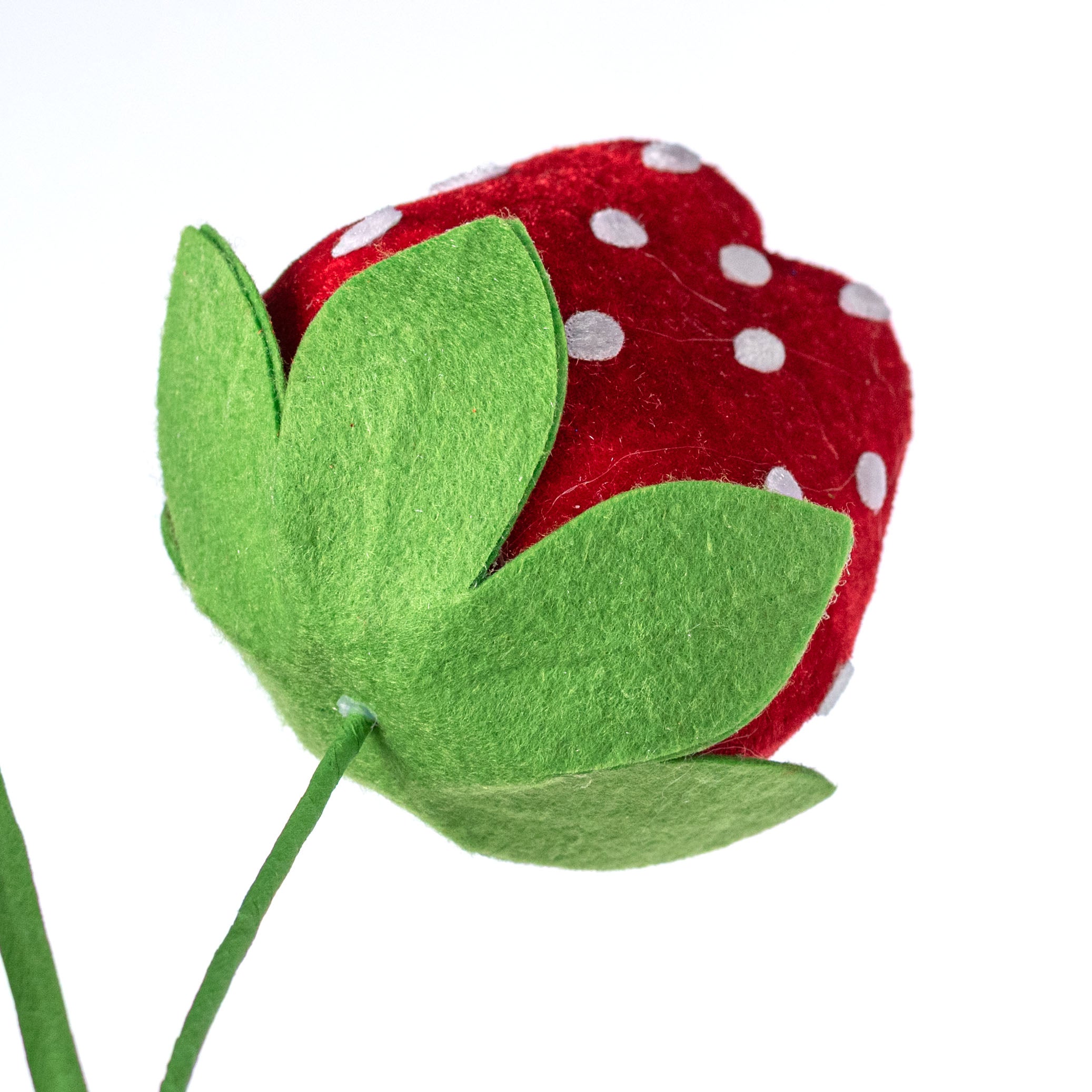 28" Velvet Oversized Strawberries Spray: Red