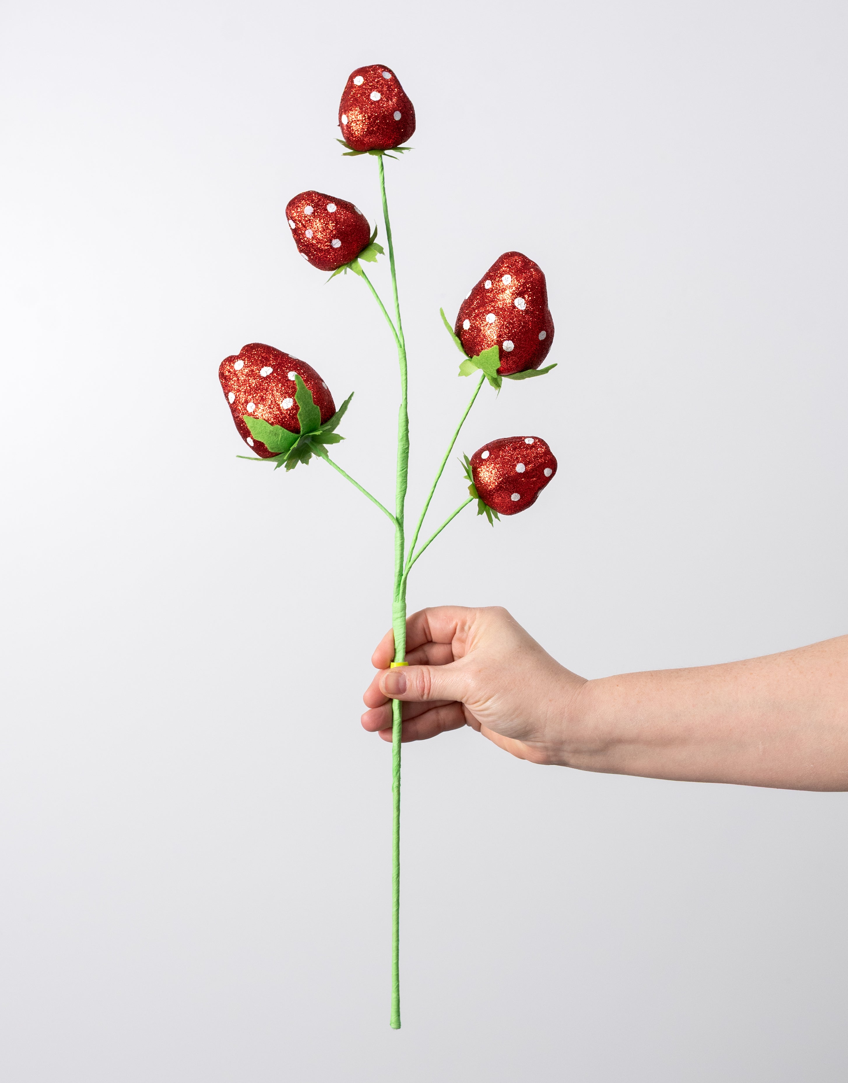 22" Polkadot Strawberries Spray: Red Glitter