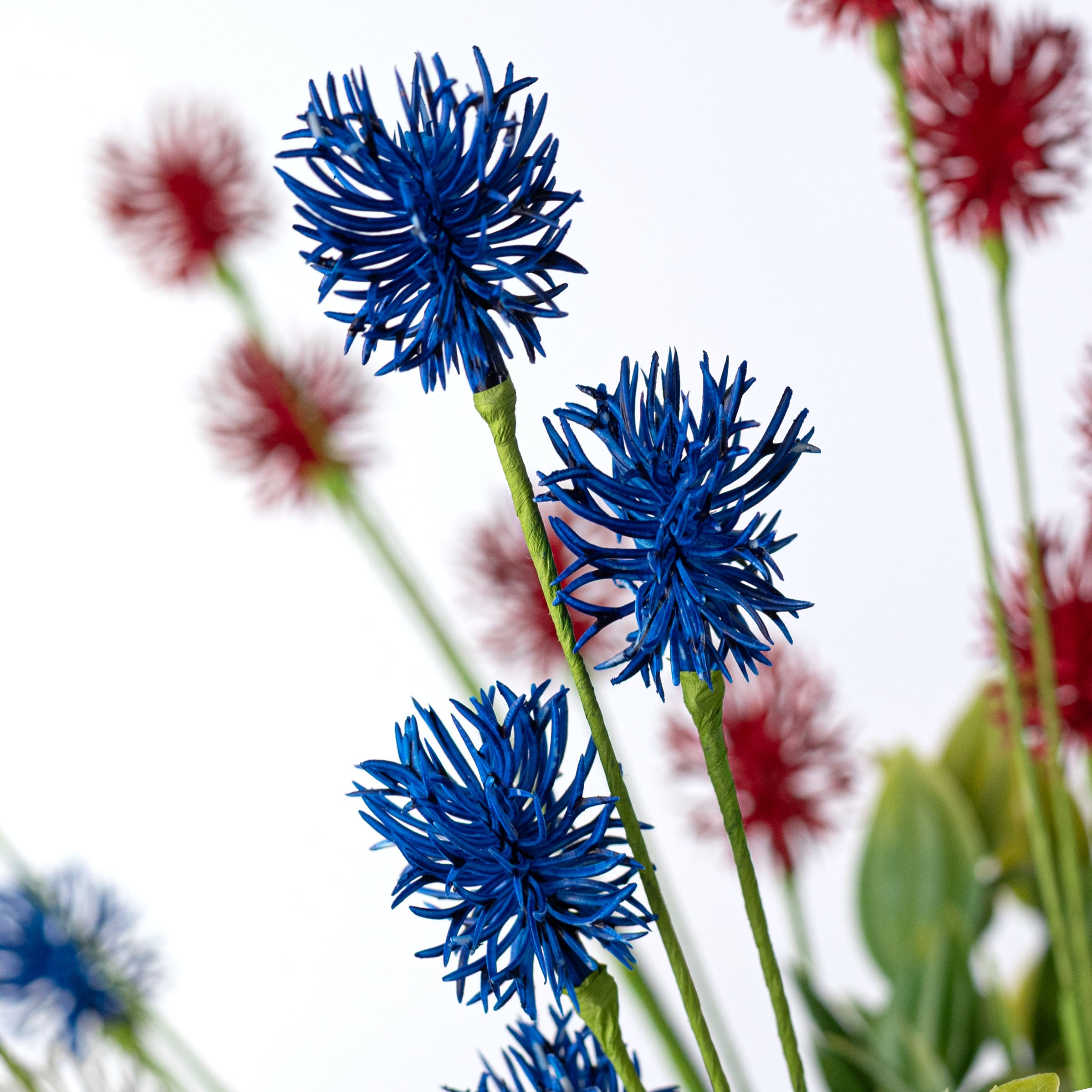 19" Pom Pom Flower Bush: Red, White & Blue