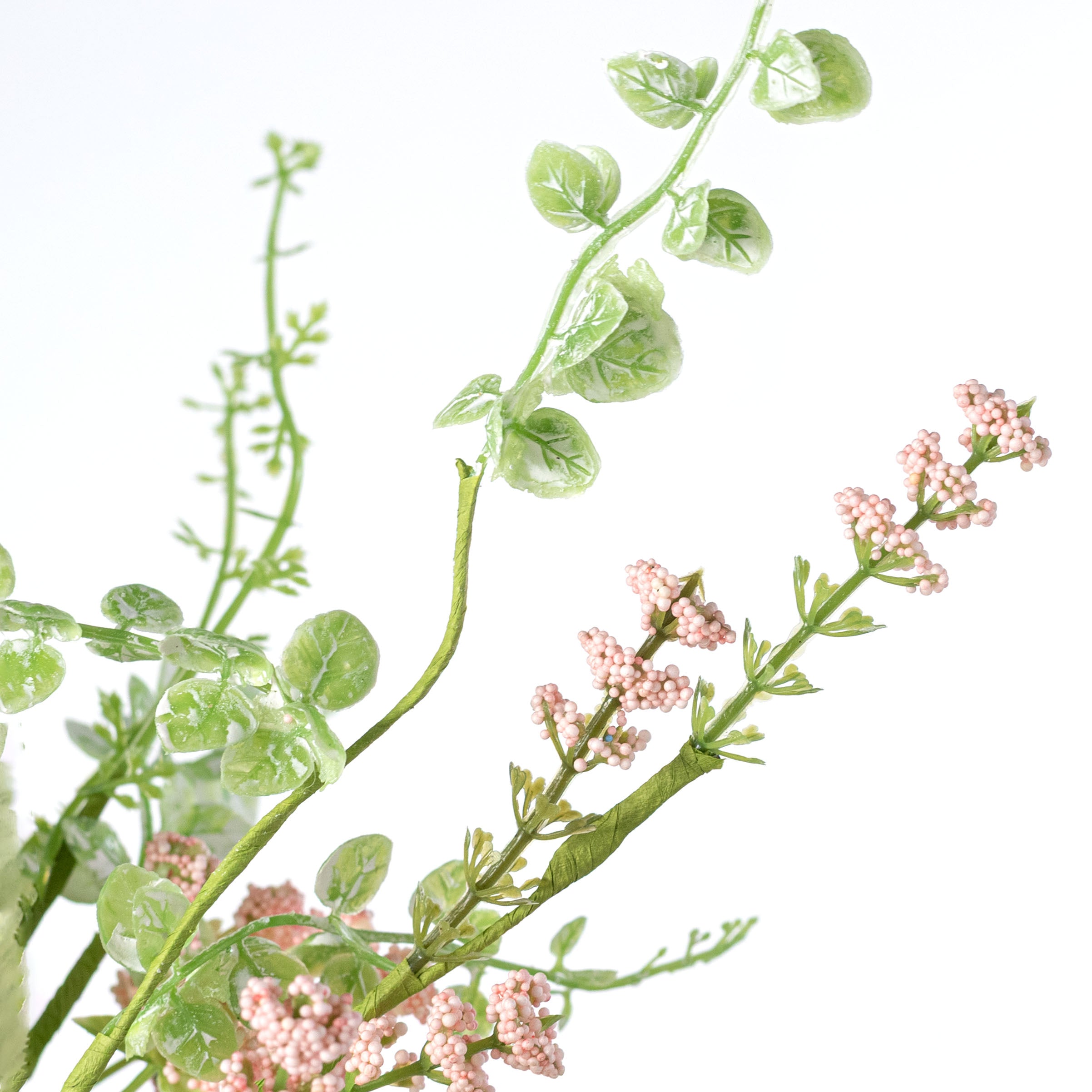 28" Mixed Ferns & Leaves Spray: Pink