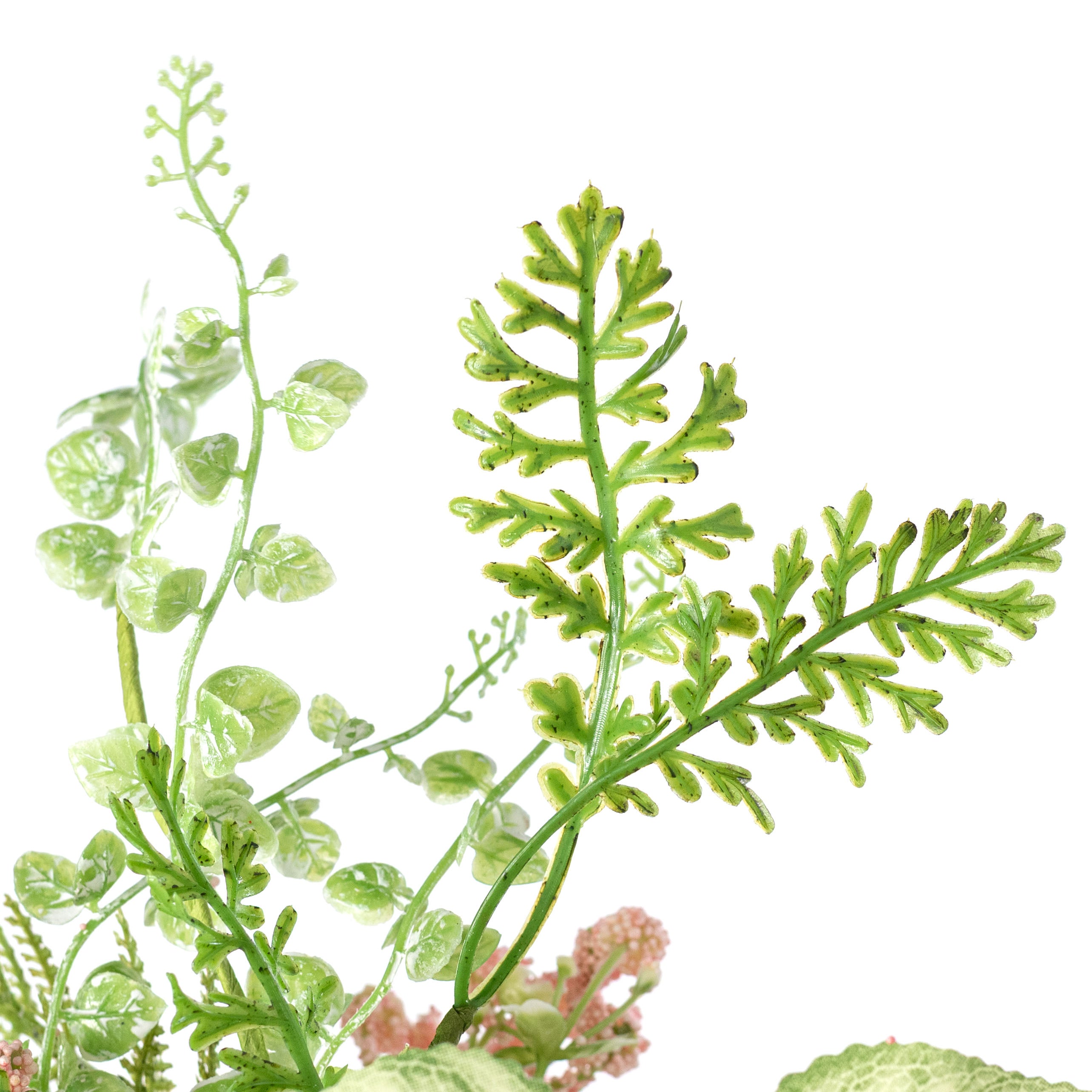 28" Mixed Ferns & Leaves Spray: Pink