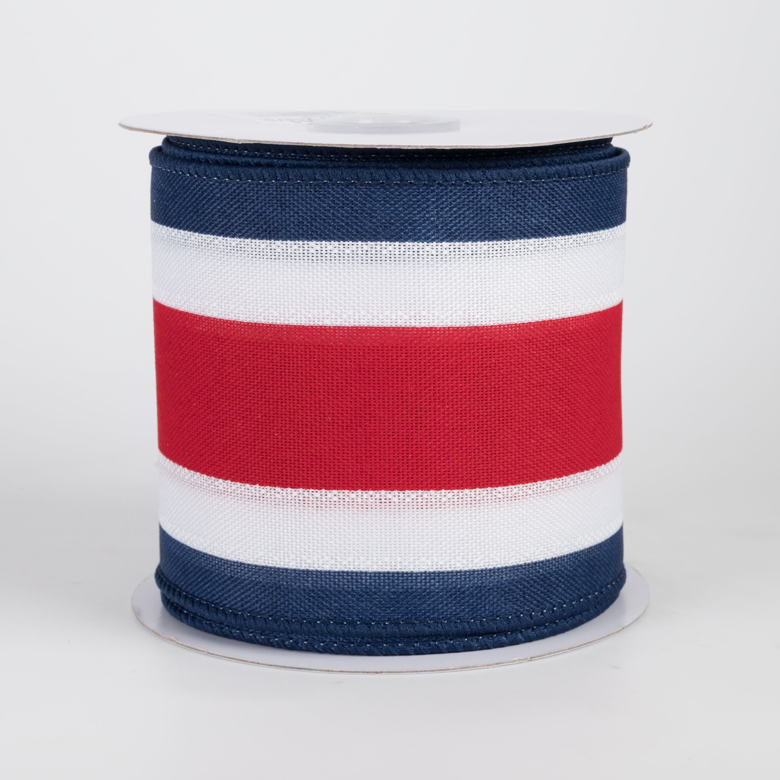 3.25" Vertical Stripes 3-in-1 Ribbon: Red, White & Navy Blue (10 Yards)