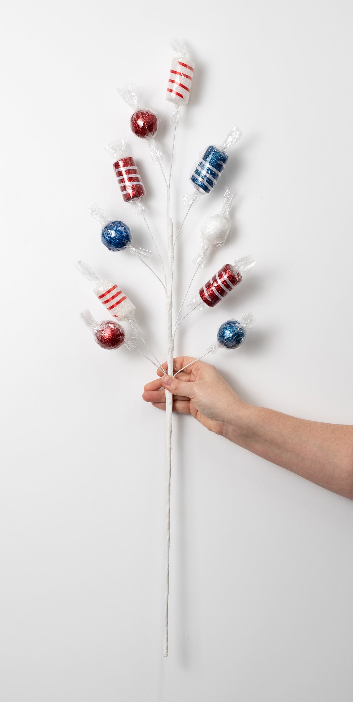 31" Glittered Wrapped Candy Spray: Patriotic
