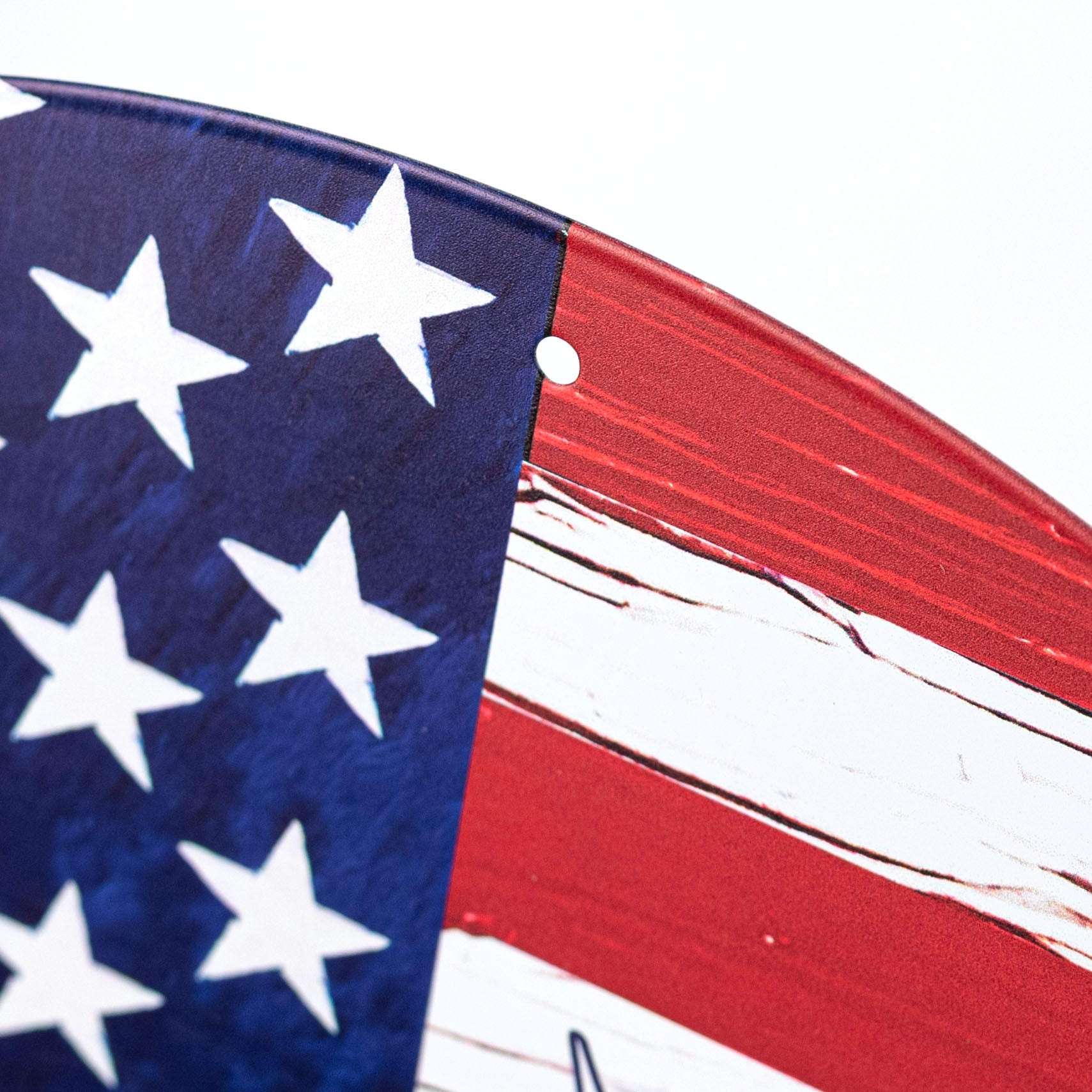 12" Round Metal Sign: Abstract Statue of Liberty Flag