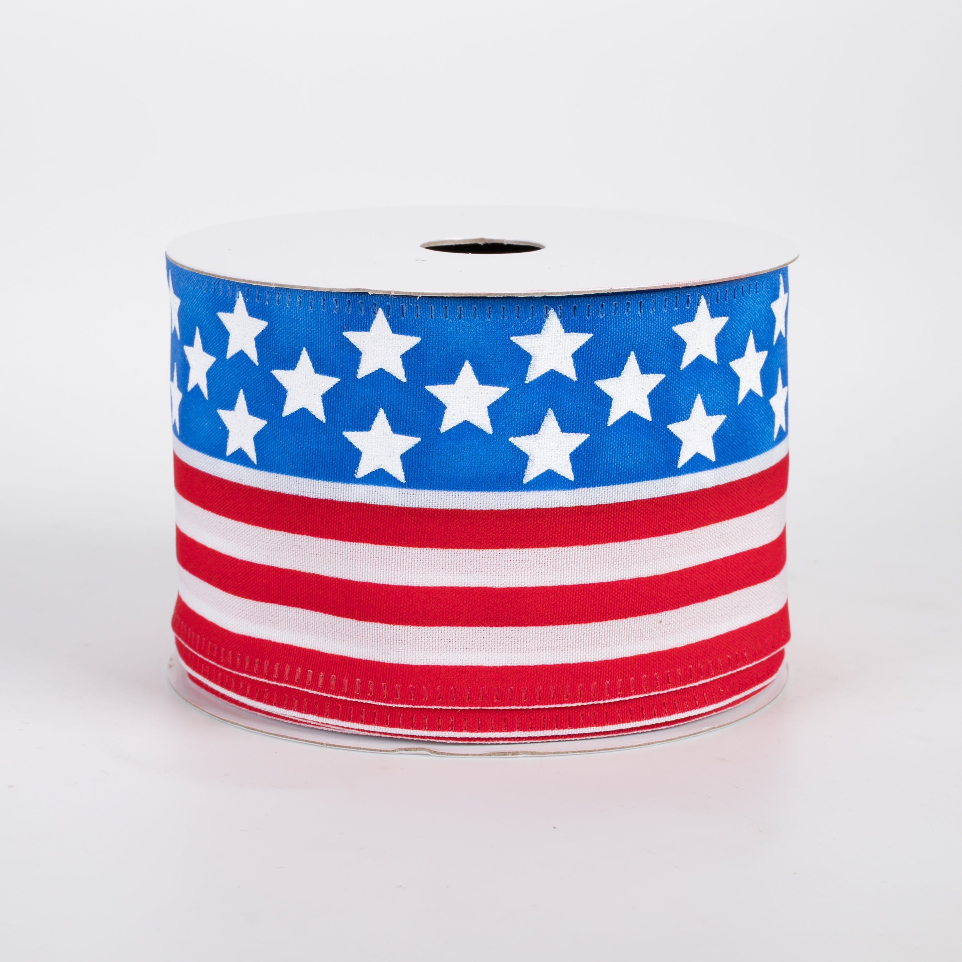 2.5" Flag Stripes Ribbon: Royal, Red & White (10 Yards)