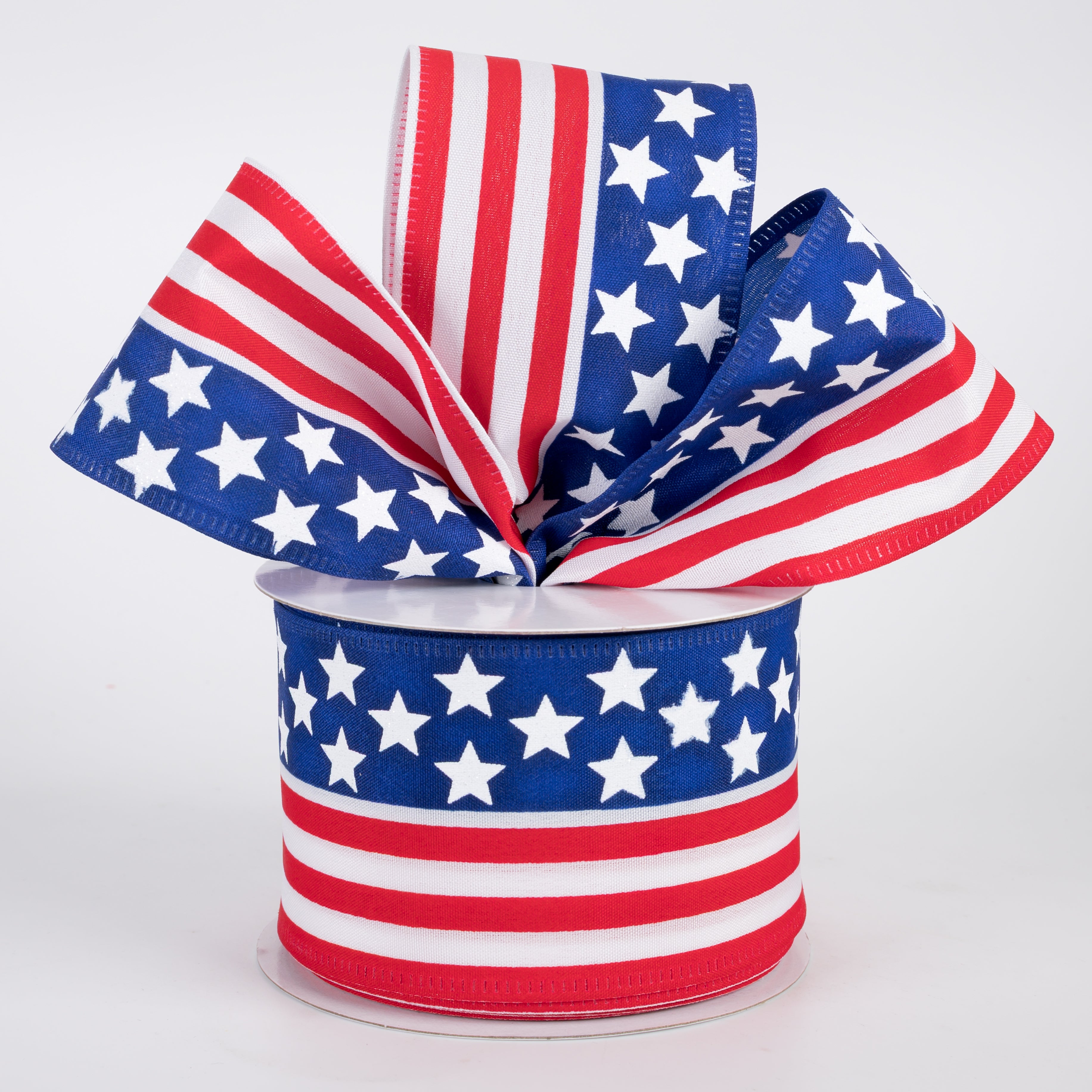 2.5" Flag Stripes Ribbon: Navy, Red & White (10 Yards)