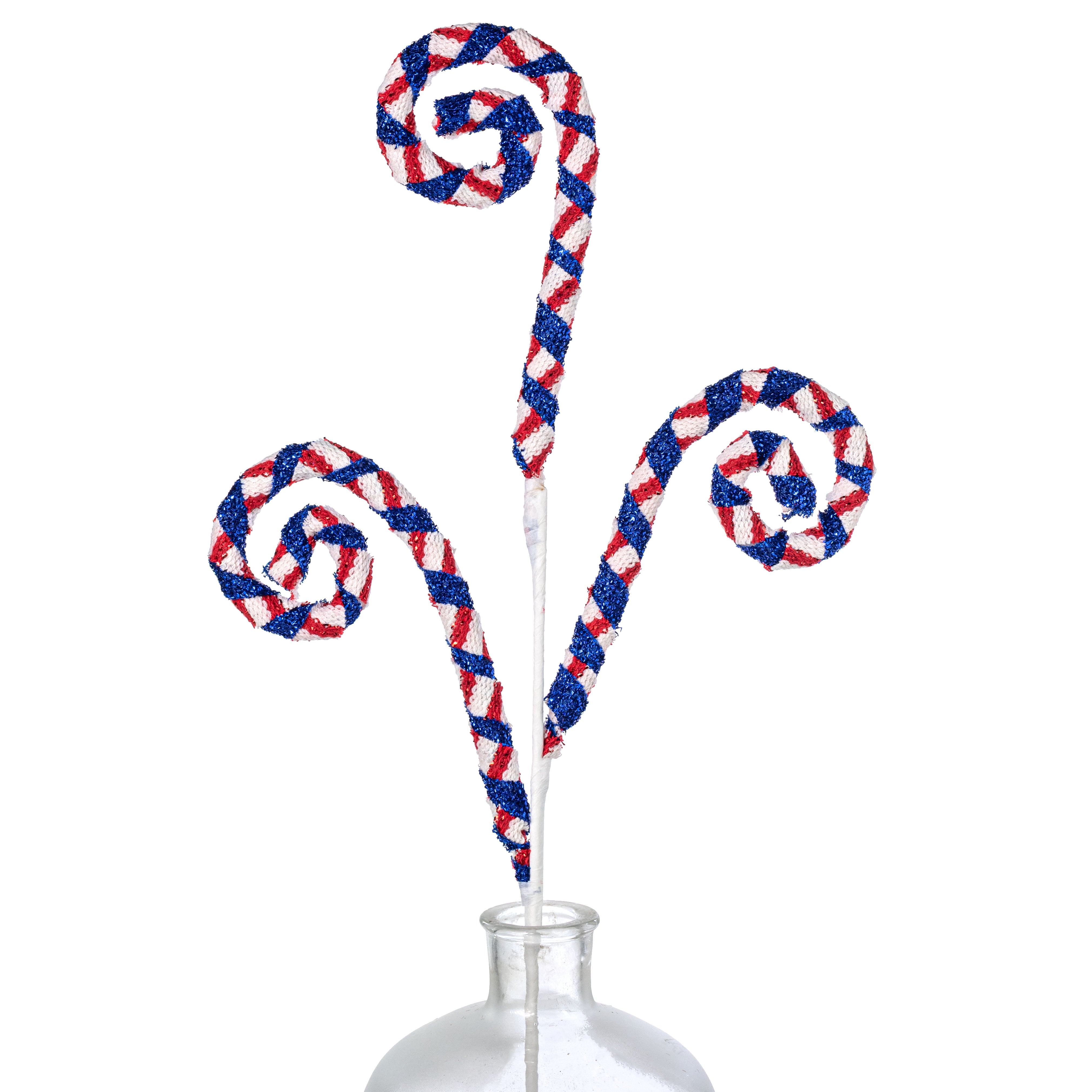 30" Frizzy Stripe Spiral Curly Spray: Red, White & Blue