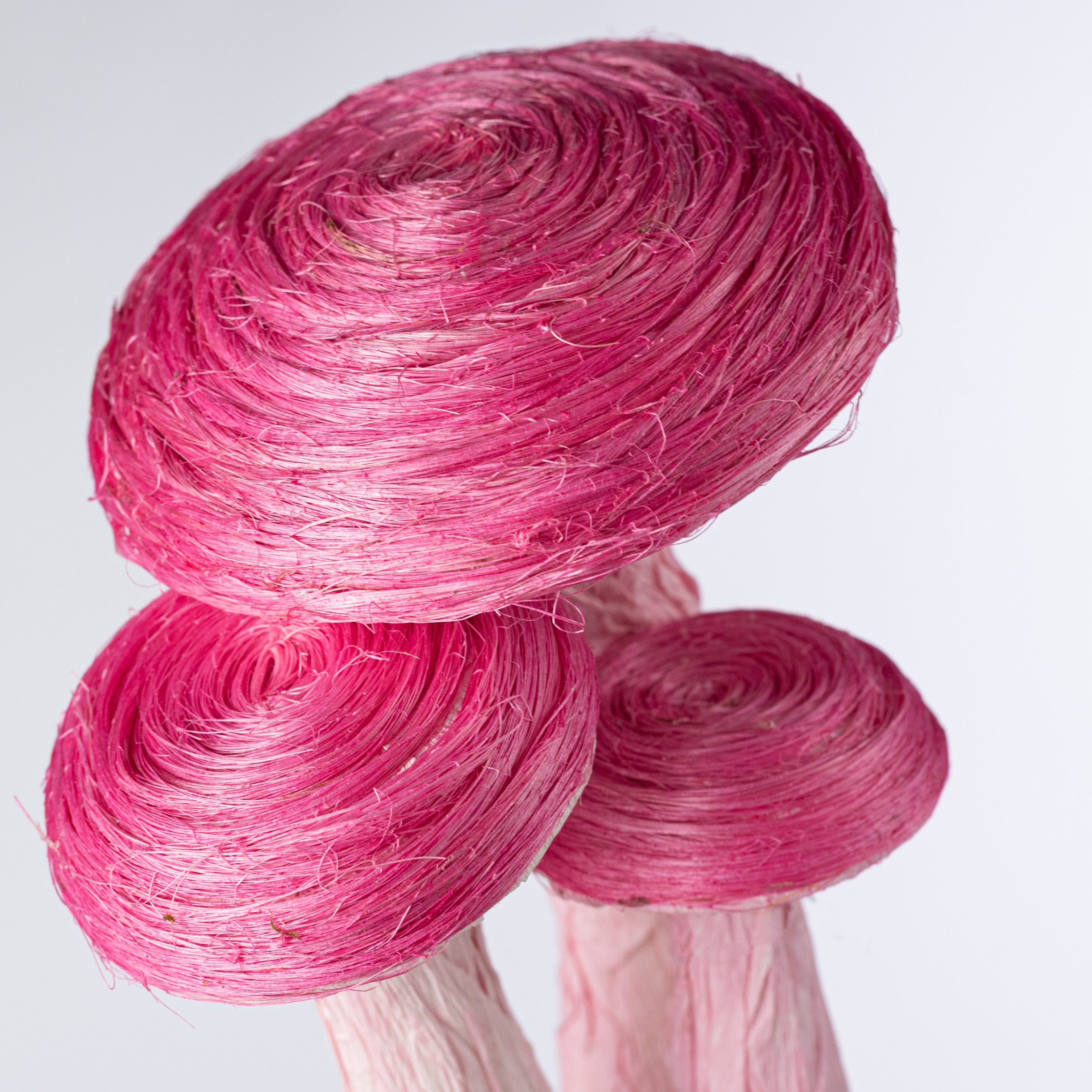 12" Sisal Mushroom Decor: Beauty Pink