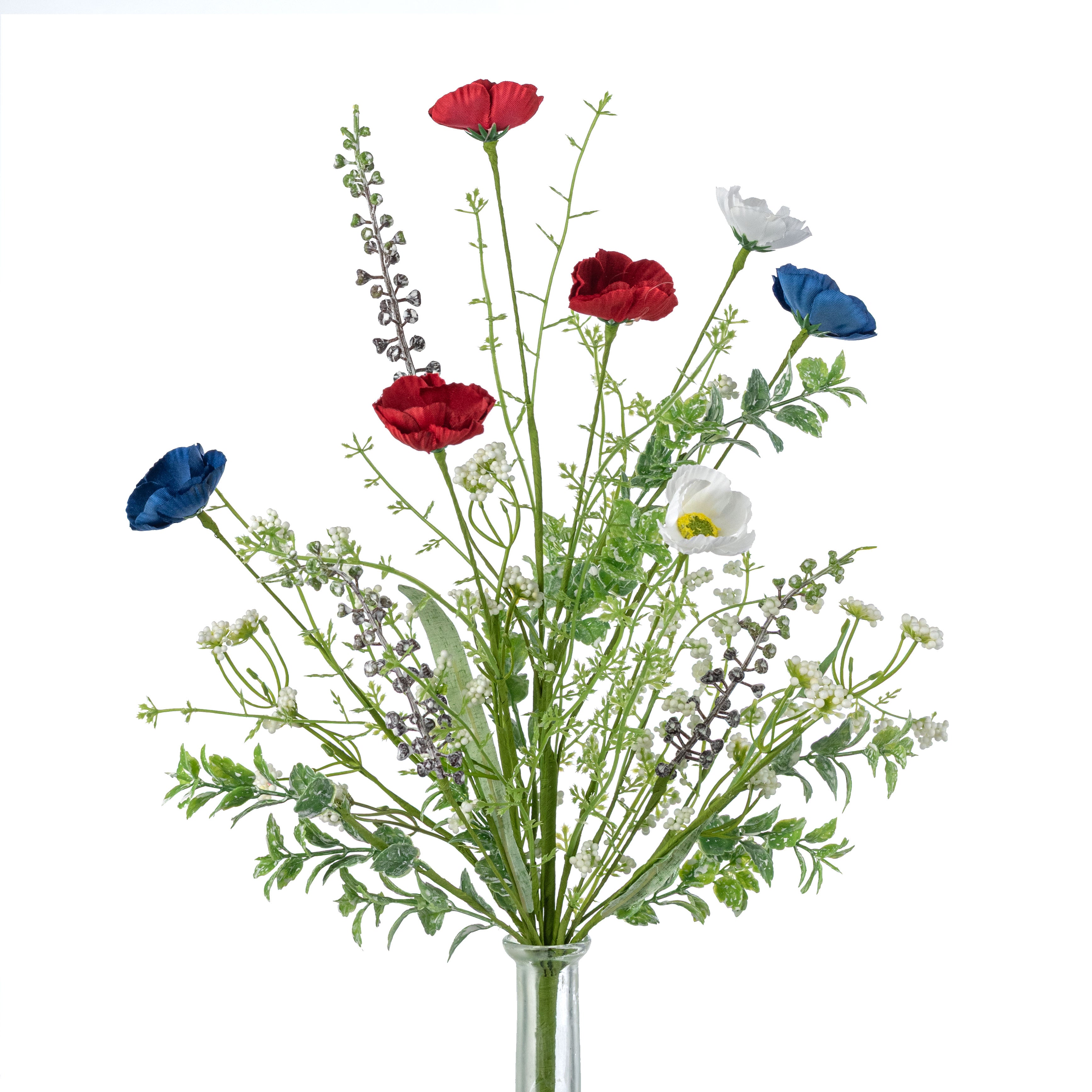 21" Poppy Spray: Red, White & Blue