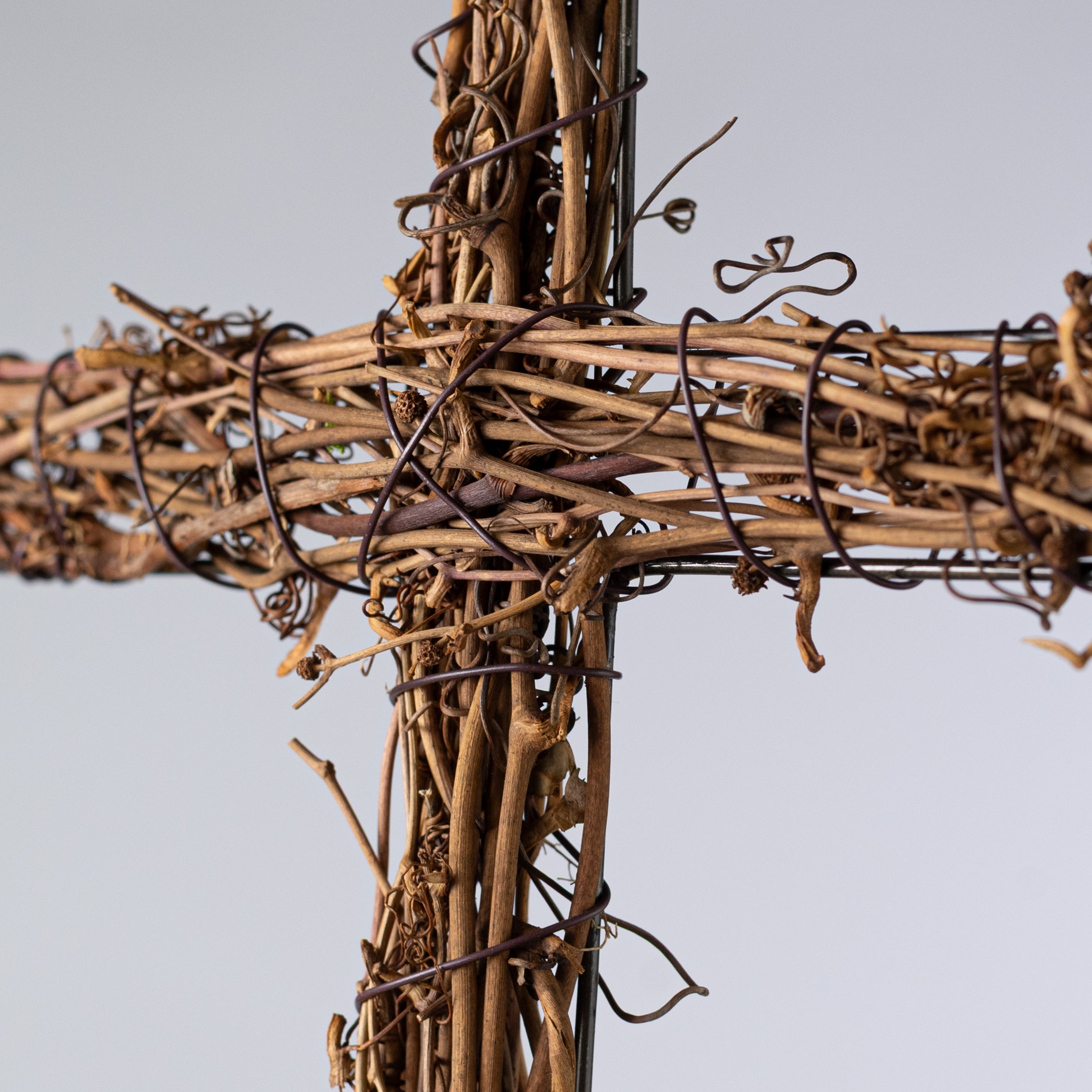 12" Rattan Twig Cross: Natural