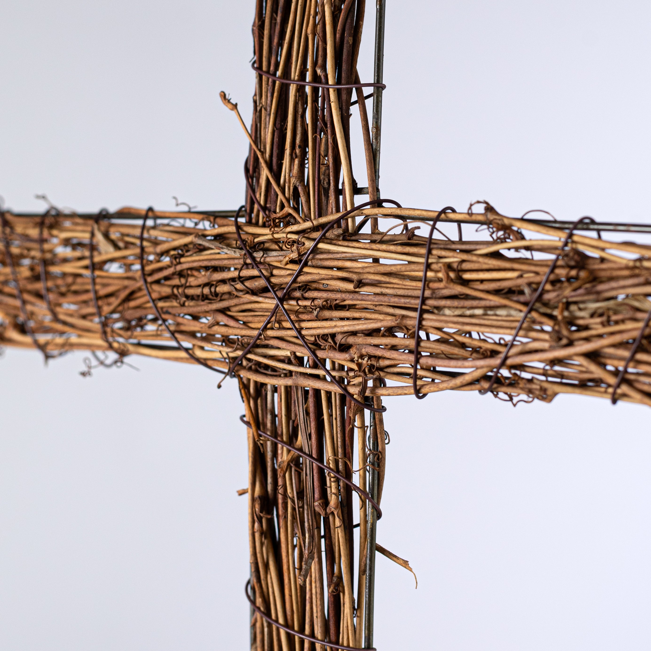 18" Rattan Twig Cross: Natural