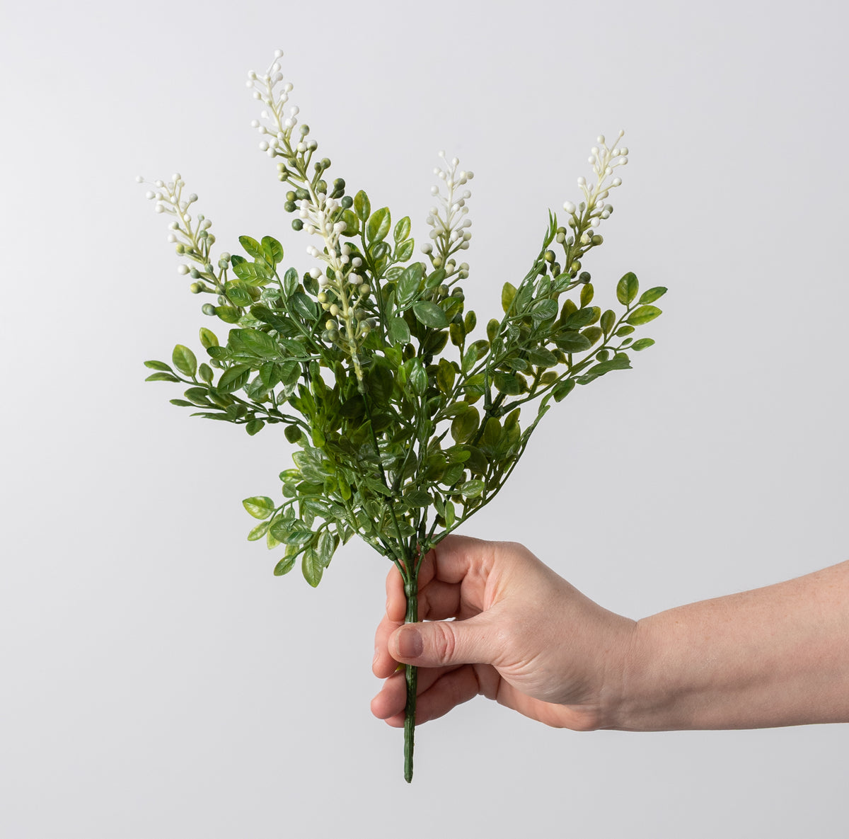 14" Plastic Sedum Leaves Bush: Cream & Green