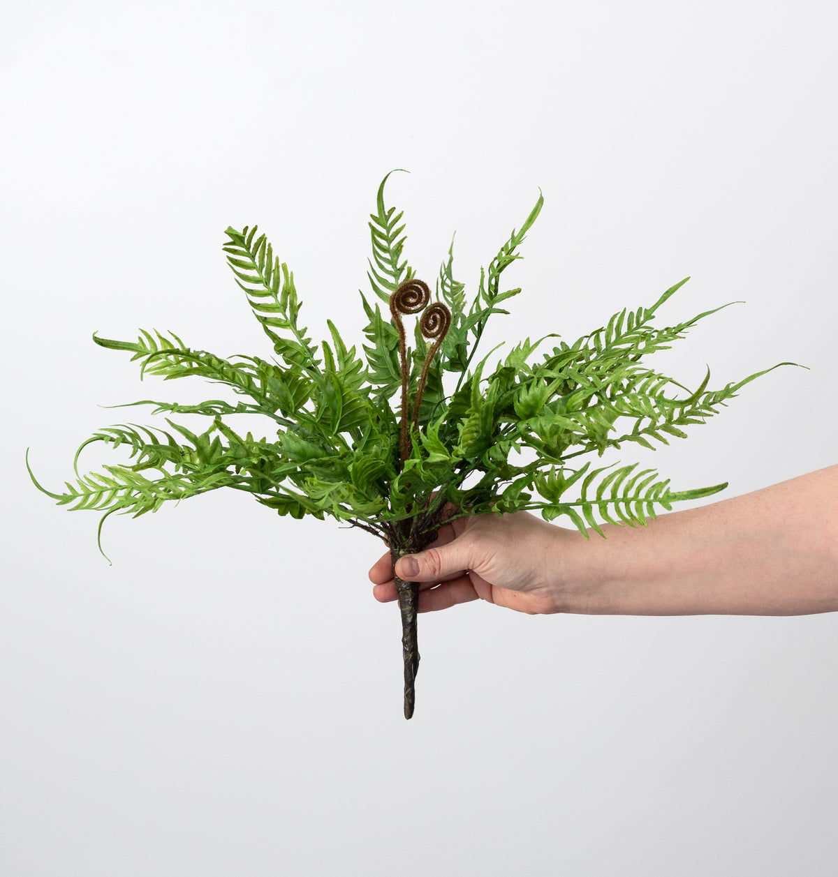 16" Plastic Fern & Fronds Bush: Spring Green