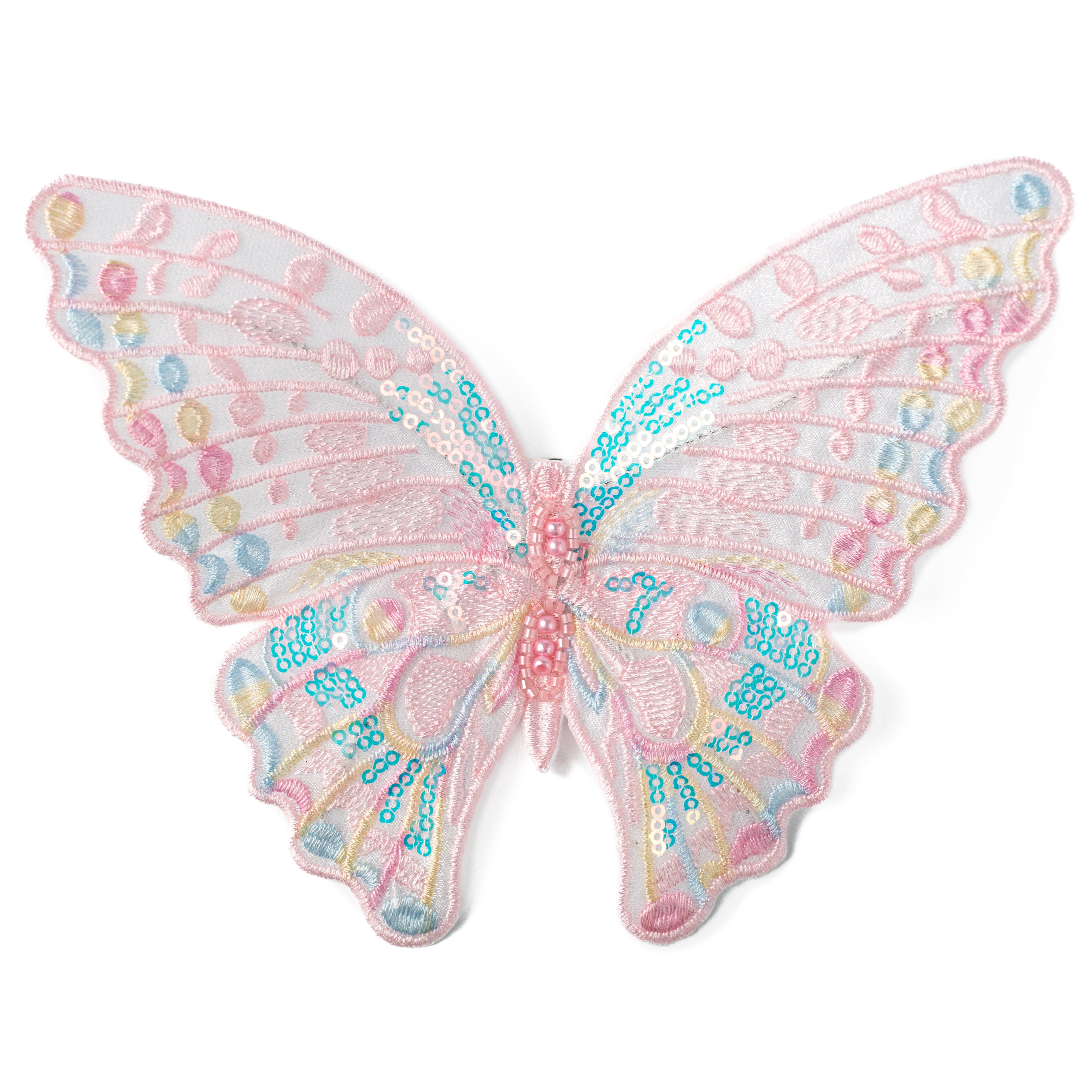 [D Stevens] 6" Embroidery Butterfly Clip: Pastel Pink