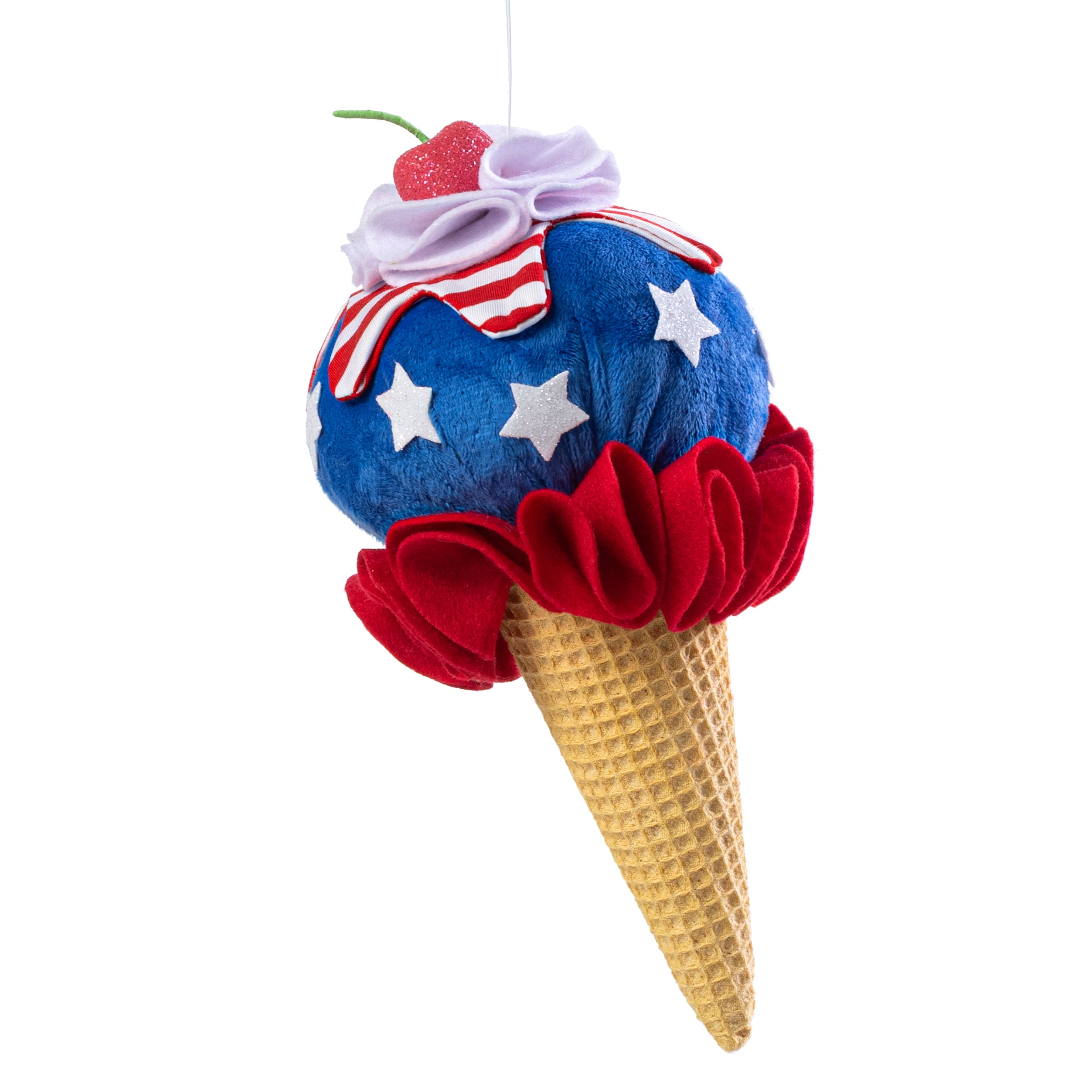 10" Stars & Stripes Patriotic Ice Cream Cone Ornament