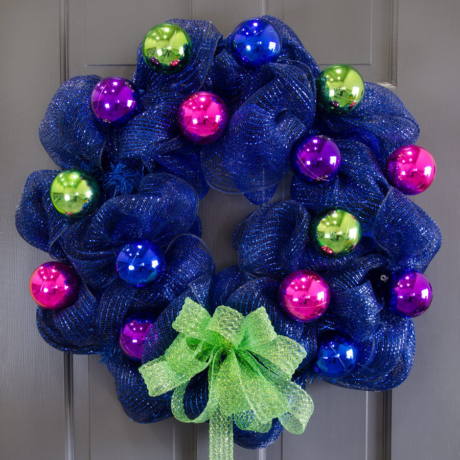 70MM Metallic Ball Ornament On Wire: Royal Blue (12)