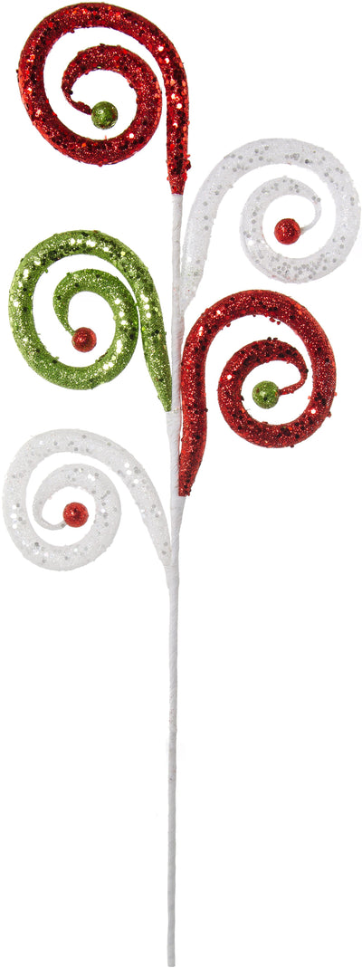 26" Large Glitter Curl Ball Spray: Christmas