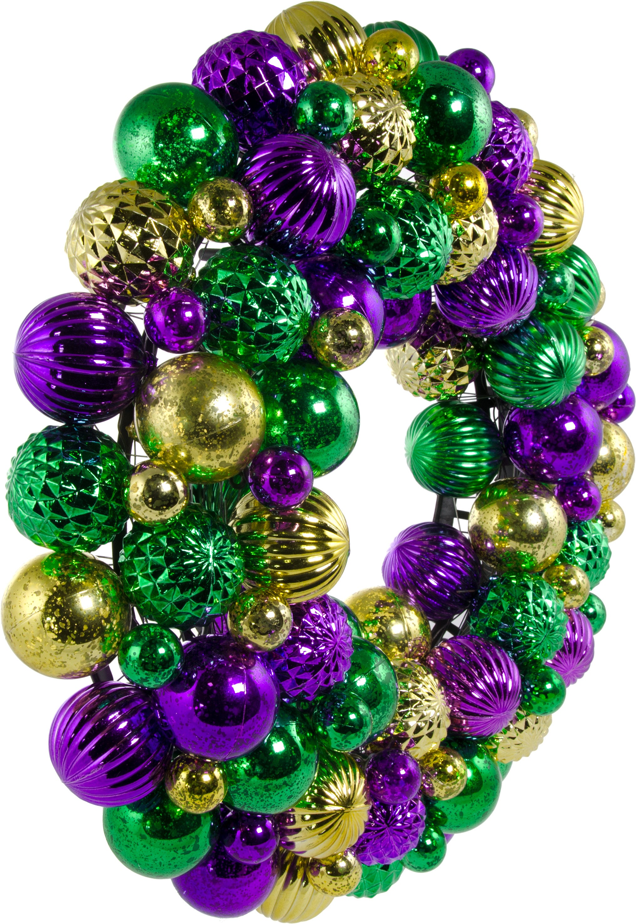 16" Mardi Gras Ball Wreath: Antique Purple, Gold & Green