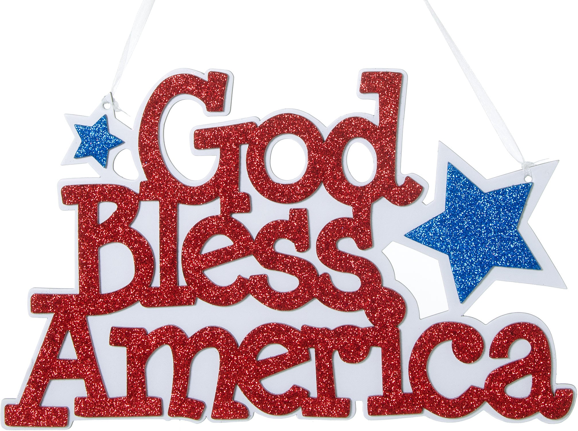 13" Glittered God Bless America Word Sign: Red, White & Blue