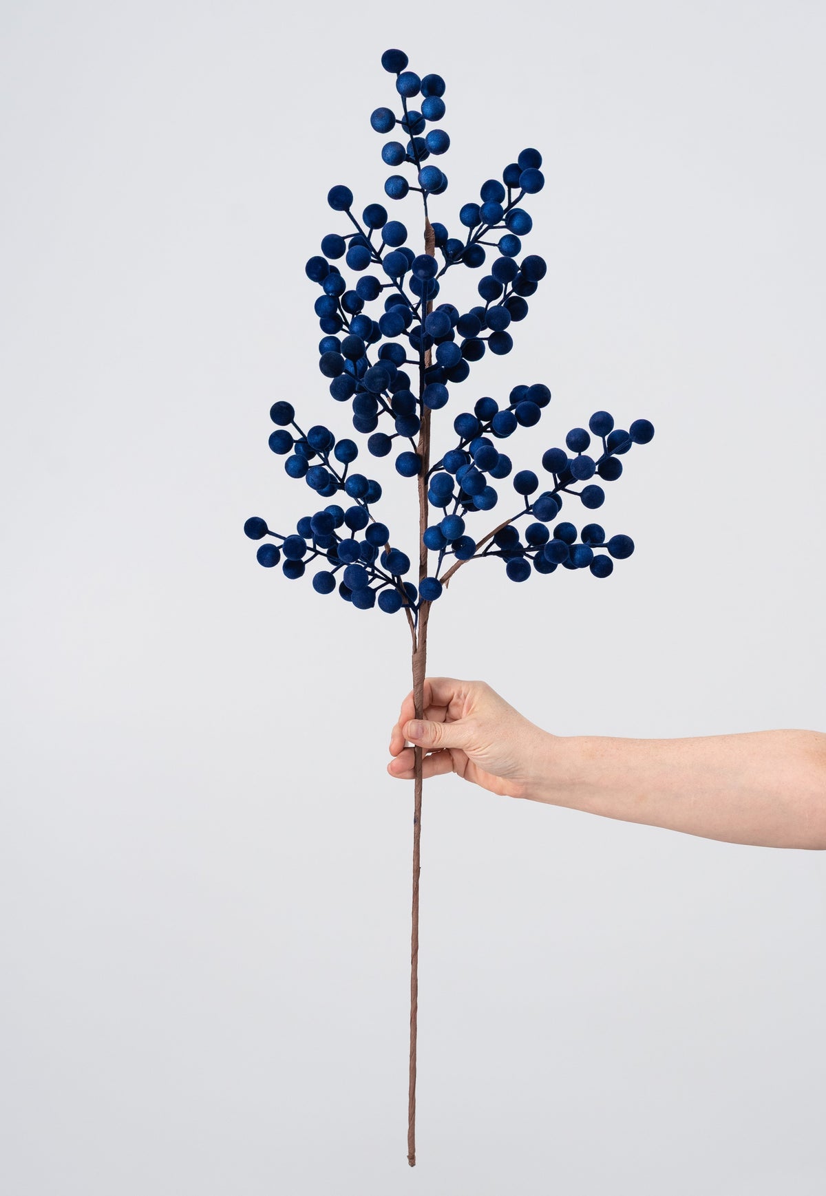 [IMPERFECT] 33" Flocked Berry Spray: Navy Blue detail photo 3