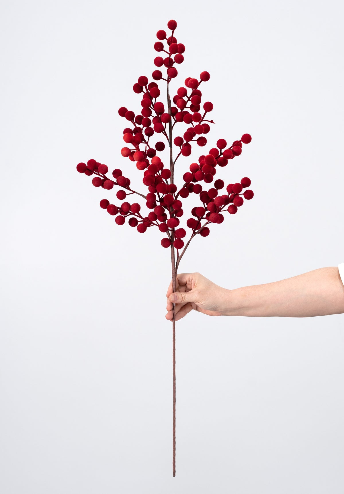 [IMPERFECT] 33" Flocked Berry Spray: Red detail photo 3