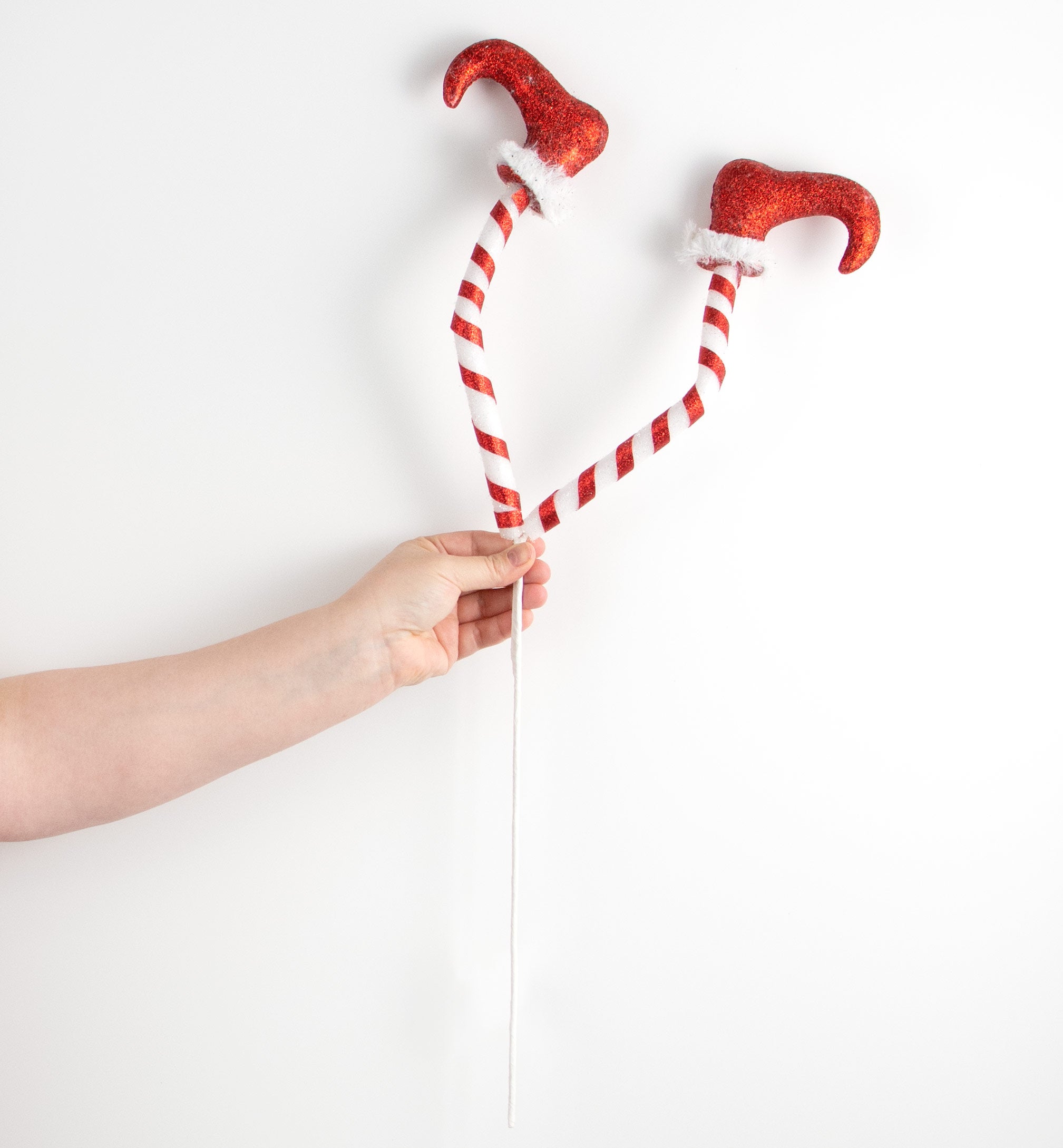[IMPERFECT] 24" Candy Cane Elf Legs Spray detail photo 3
