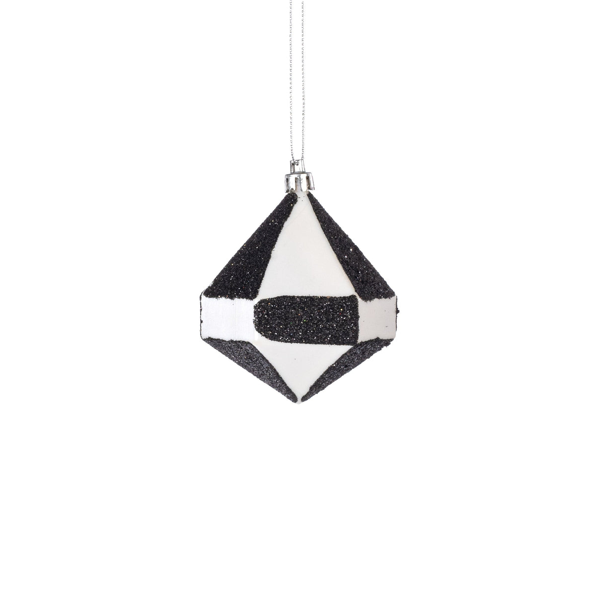 [IMPERFECT] 3" Glittered Diamond Ornament: Black & White Item Number: 83494BKWT