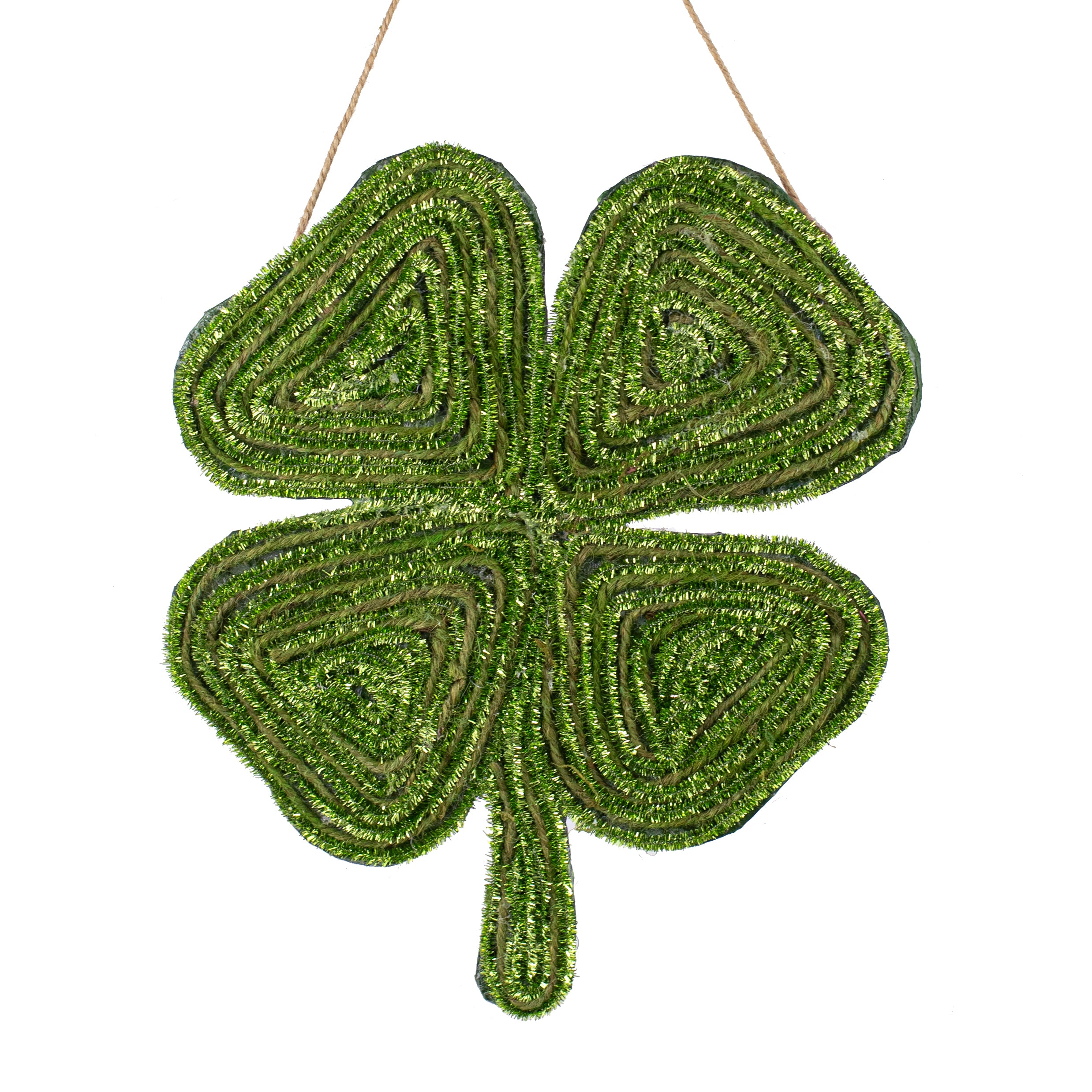 [IMPERFECT] 11" Jute & Tinsel Shamrock Clover Item Number: 211300