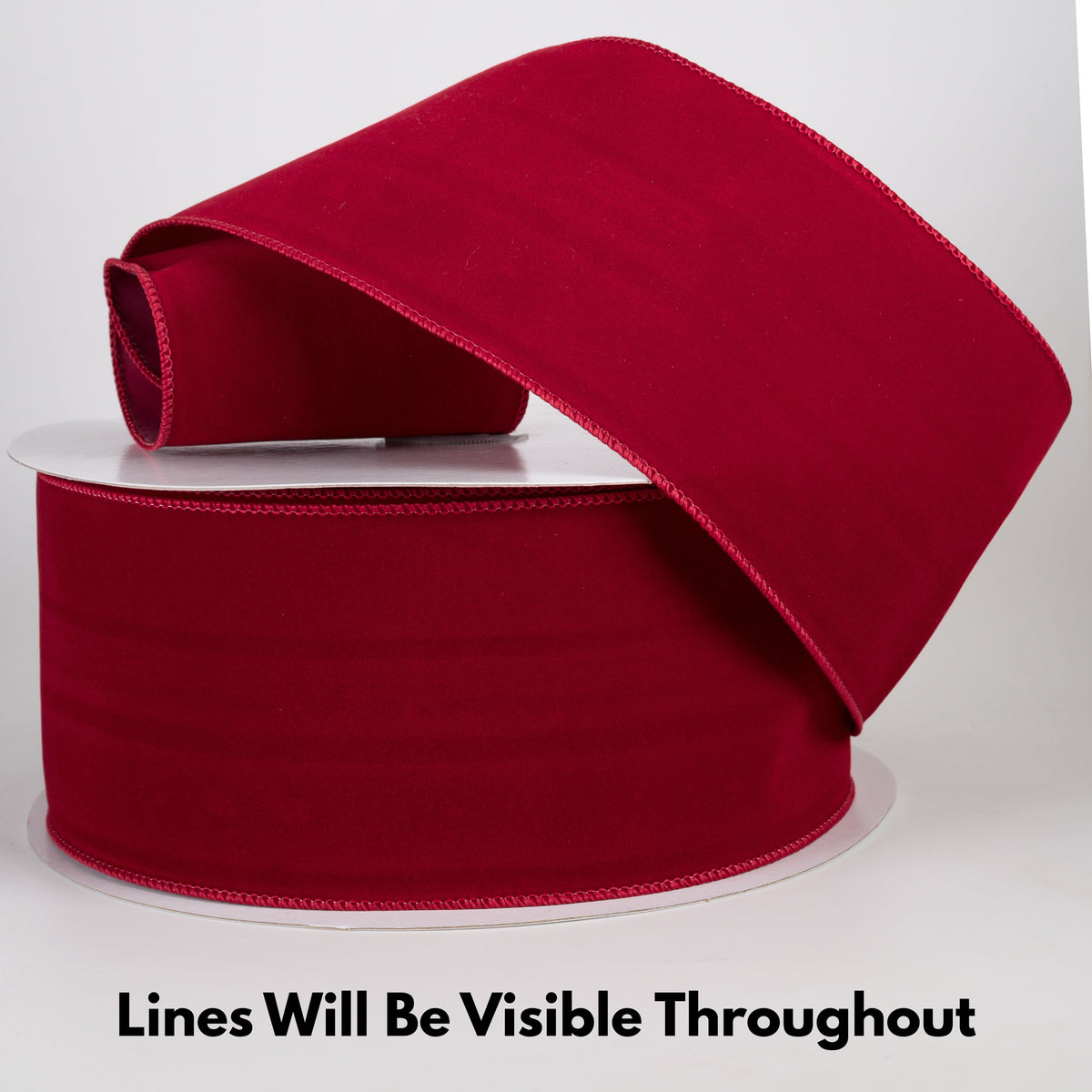 [IMPERFECT] 4" Stitched Edge Velvet Ribbon: Dark Red (50 Yards) Lifestyle Photo