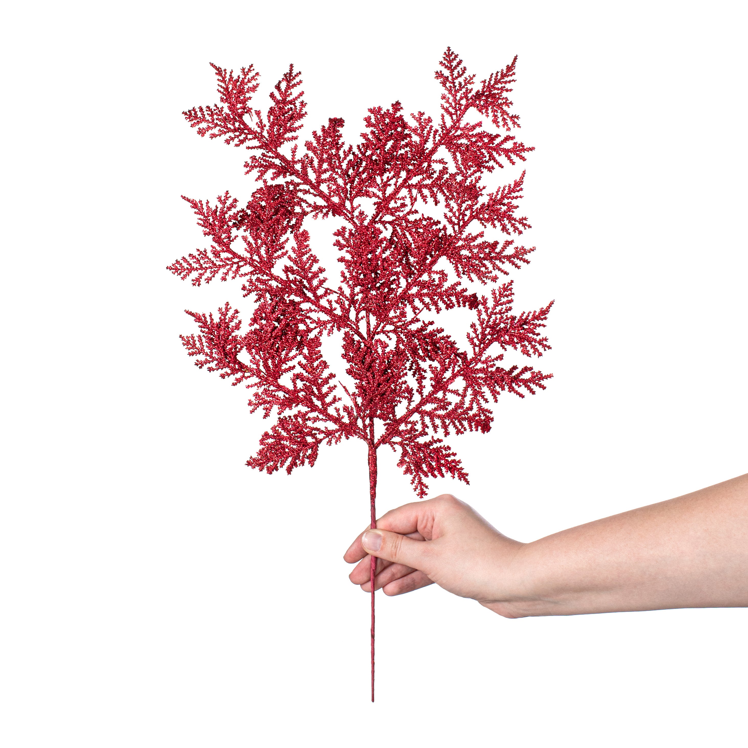 19" Incense Cedar Glitter Spray: Burgundy detail photo 3