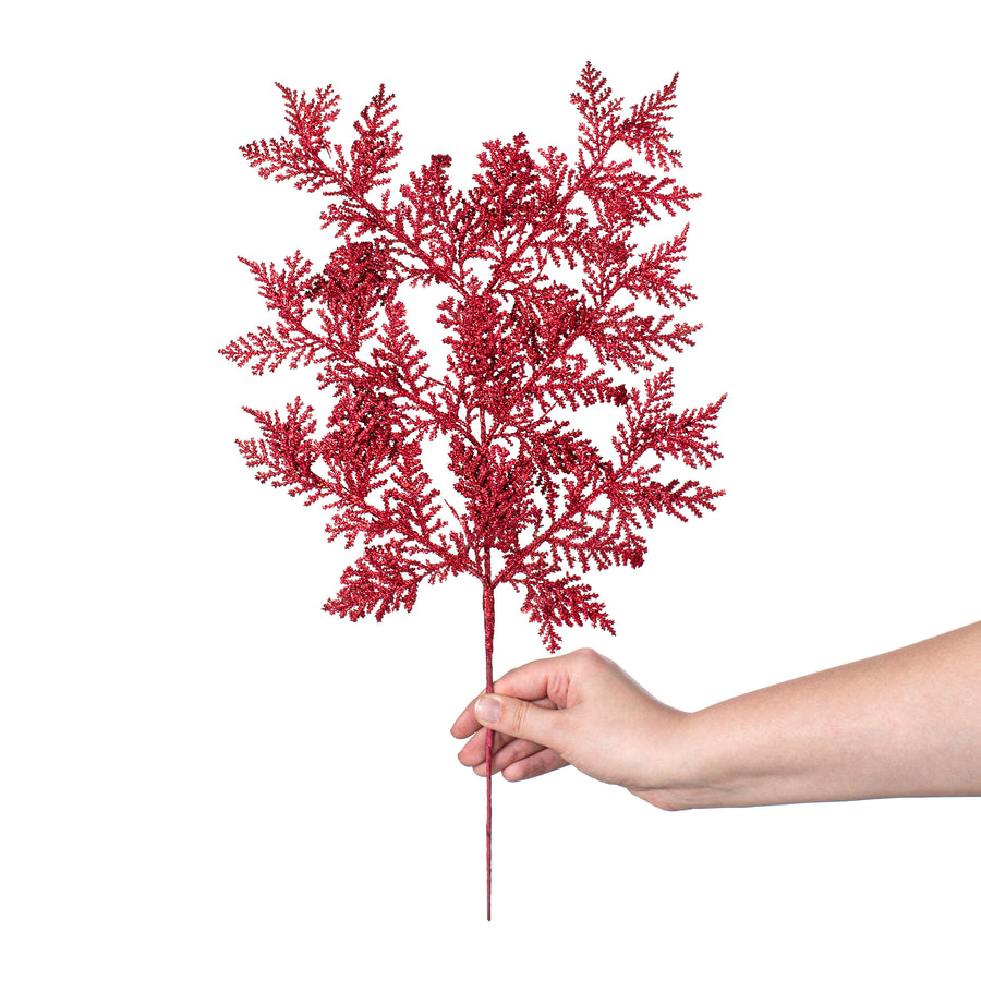 19" Incense Cedar Glitter Spray: Burgundy detail photo 3