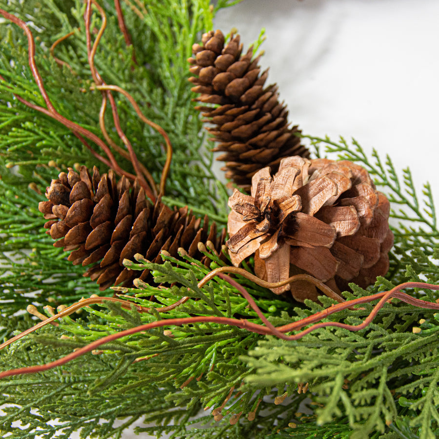 24" Incense Cedar Pine Wreath detail photo 3